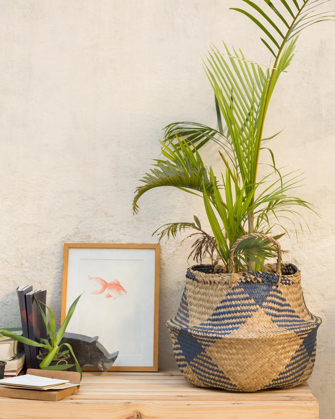 Seagrass Belly Basket - Blue & Natural - Image 2