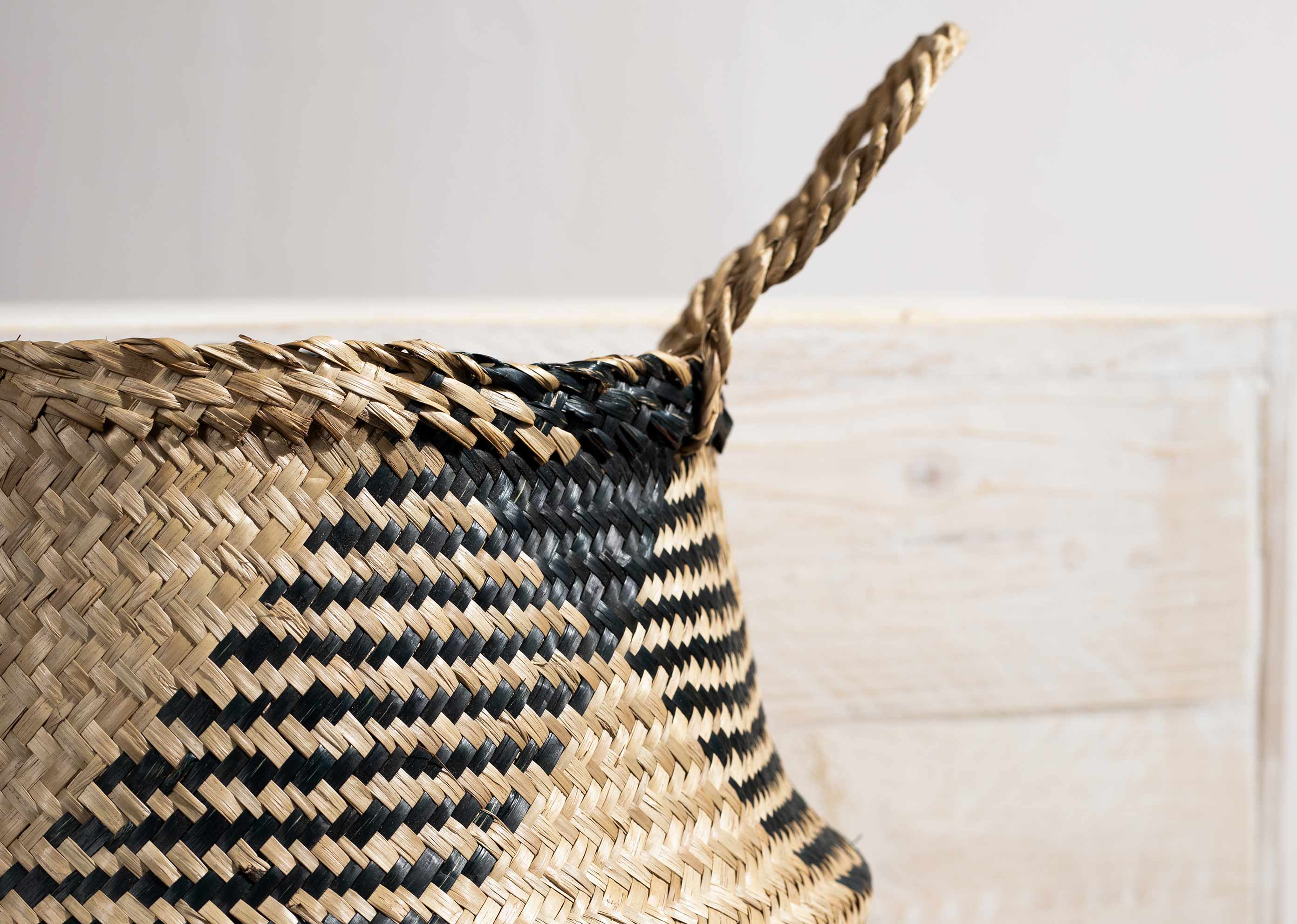 Seagrass Belly Basket - Natural & Black - Image 3