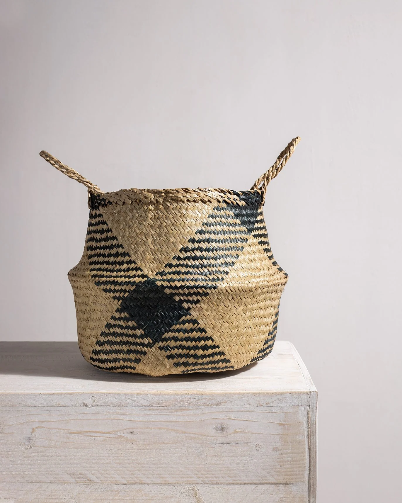 Seagrass Belly Basket - Natural & Black - Image 4