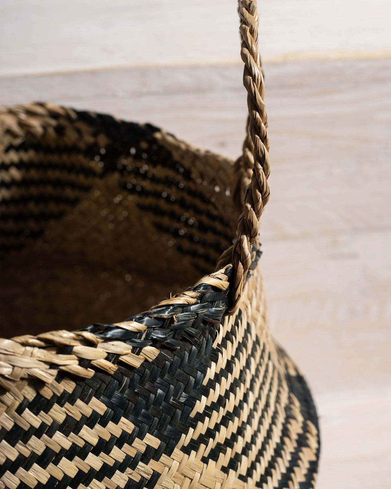 Seagrass Belly Basket - Natural & Black - Image 5
