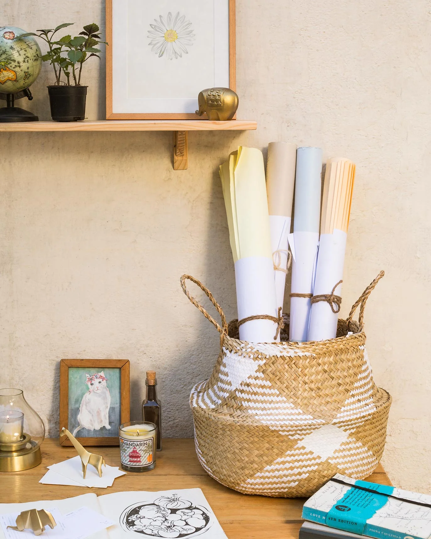 Seagrass Belly Basket - White & Natural - Image 2