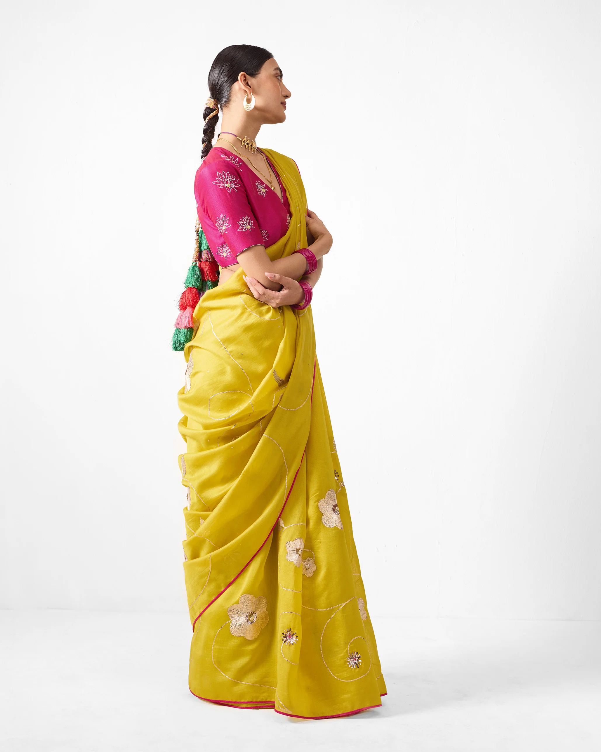Seher Sari - Chartreuse Embroidered - Image 3