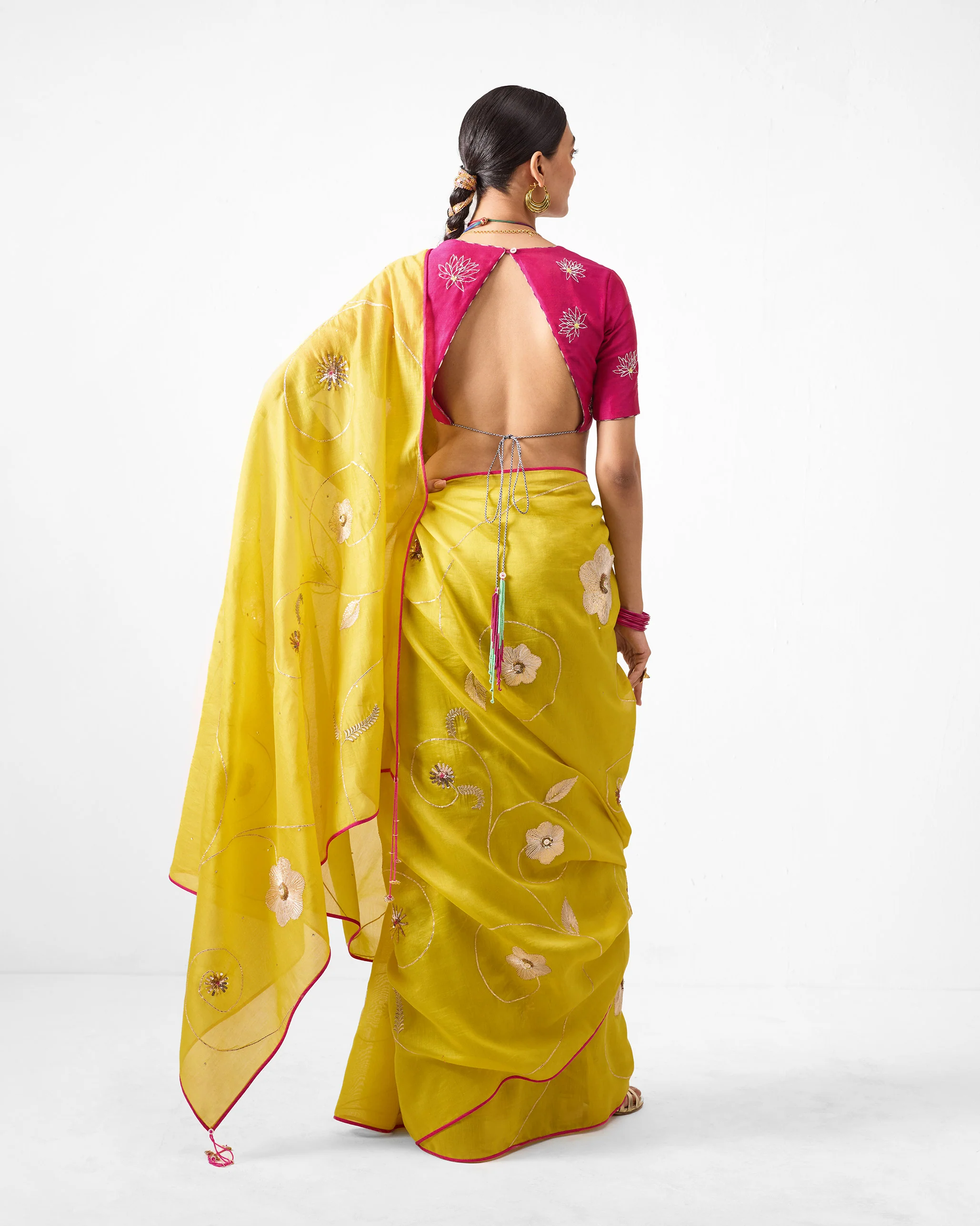 Seher Sari - Chartreuse Embroidered - Image 4