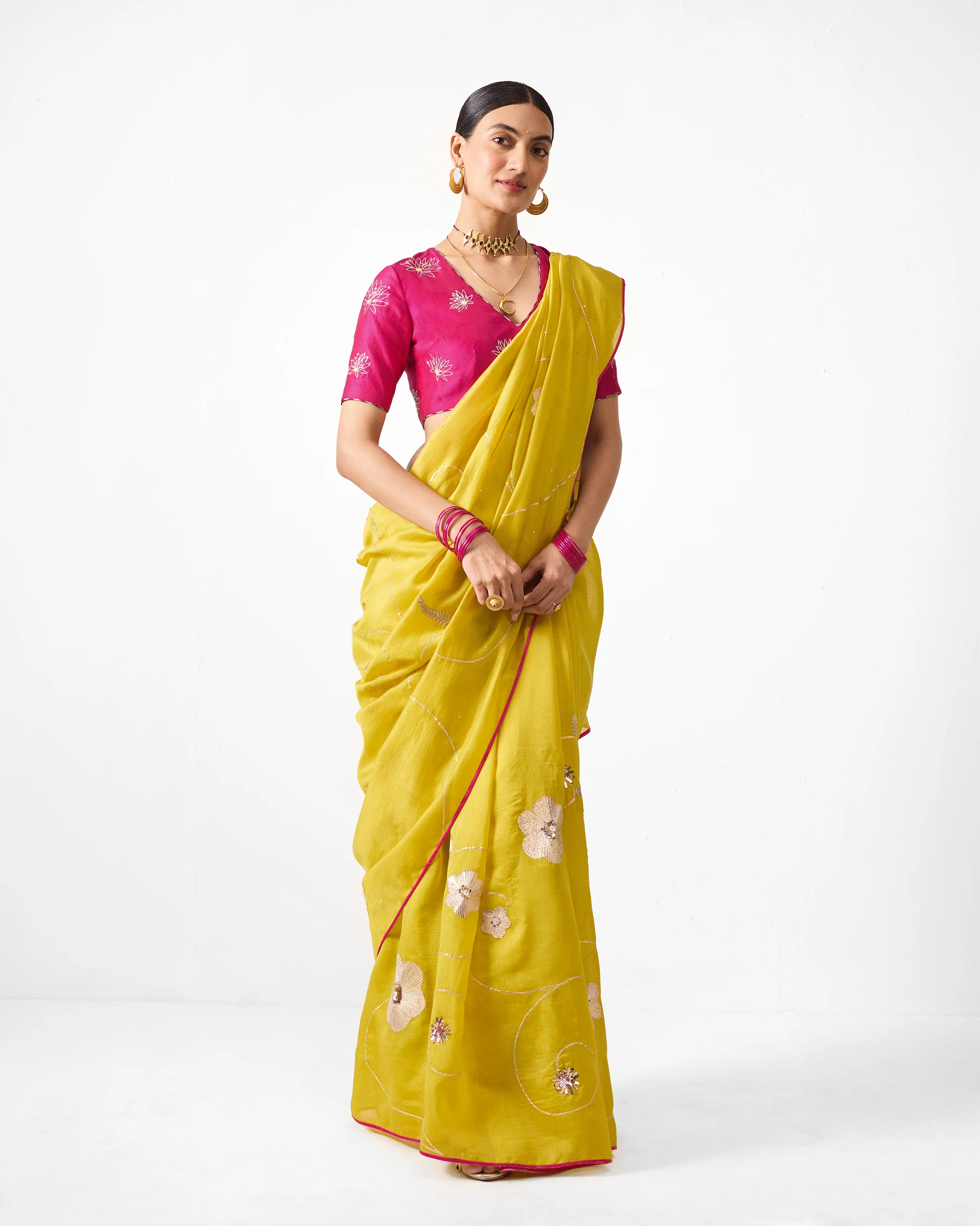 Seher Sari - Chartreuse Embroidered - Image 6