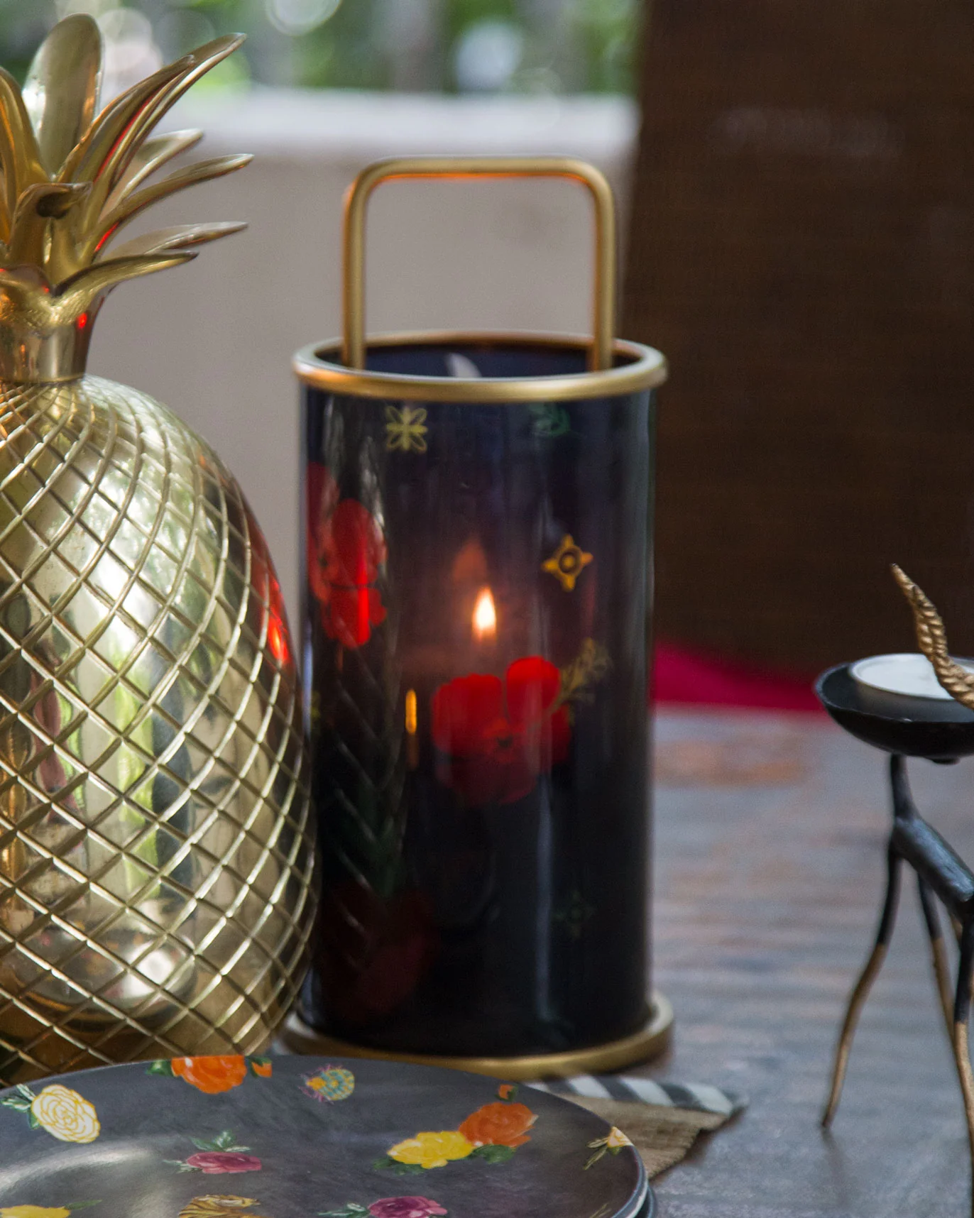 Serai Glass Lantern - Blue - Image 2