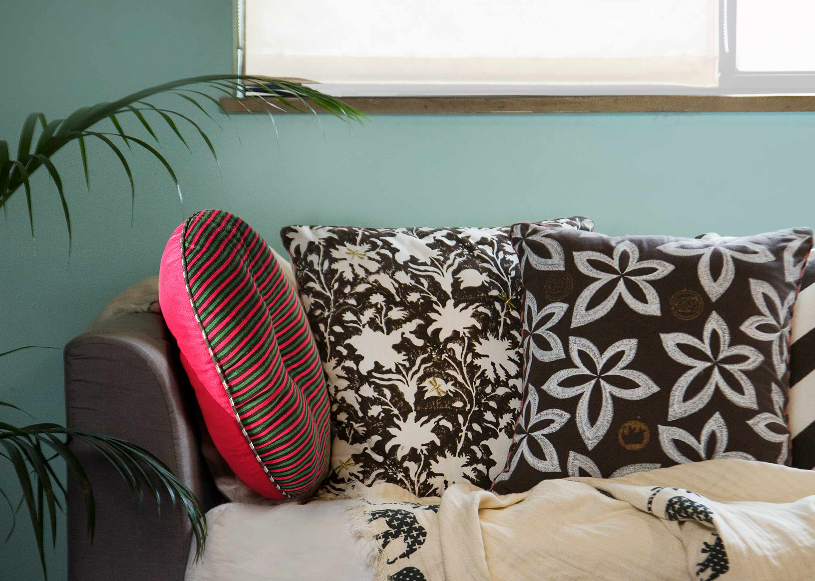 Serai Stripe Round Cushion Cover - Image 3