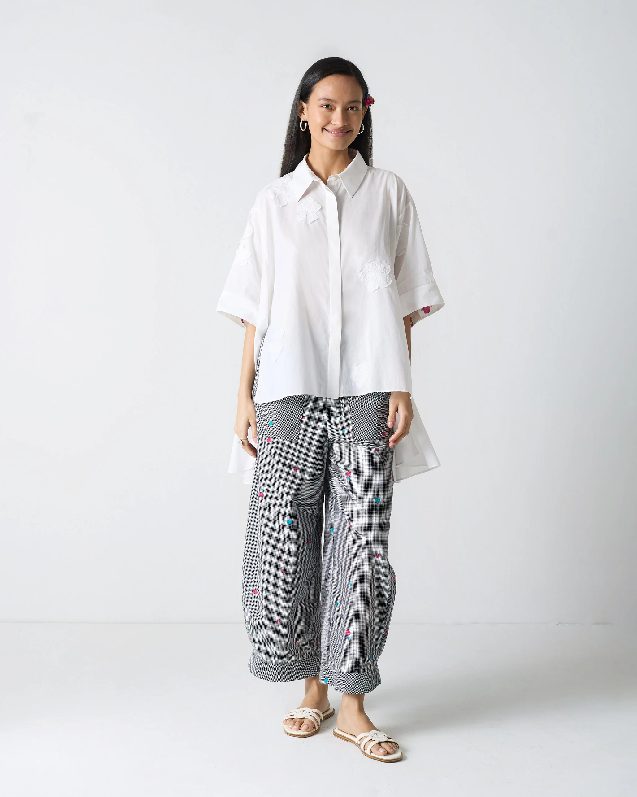Serene Pants - Black & White Embroidery - Image 5