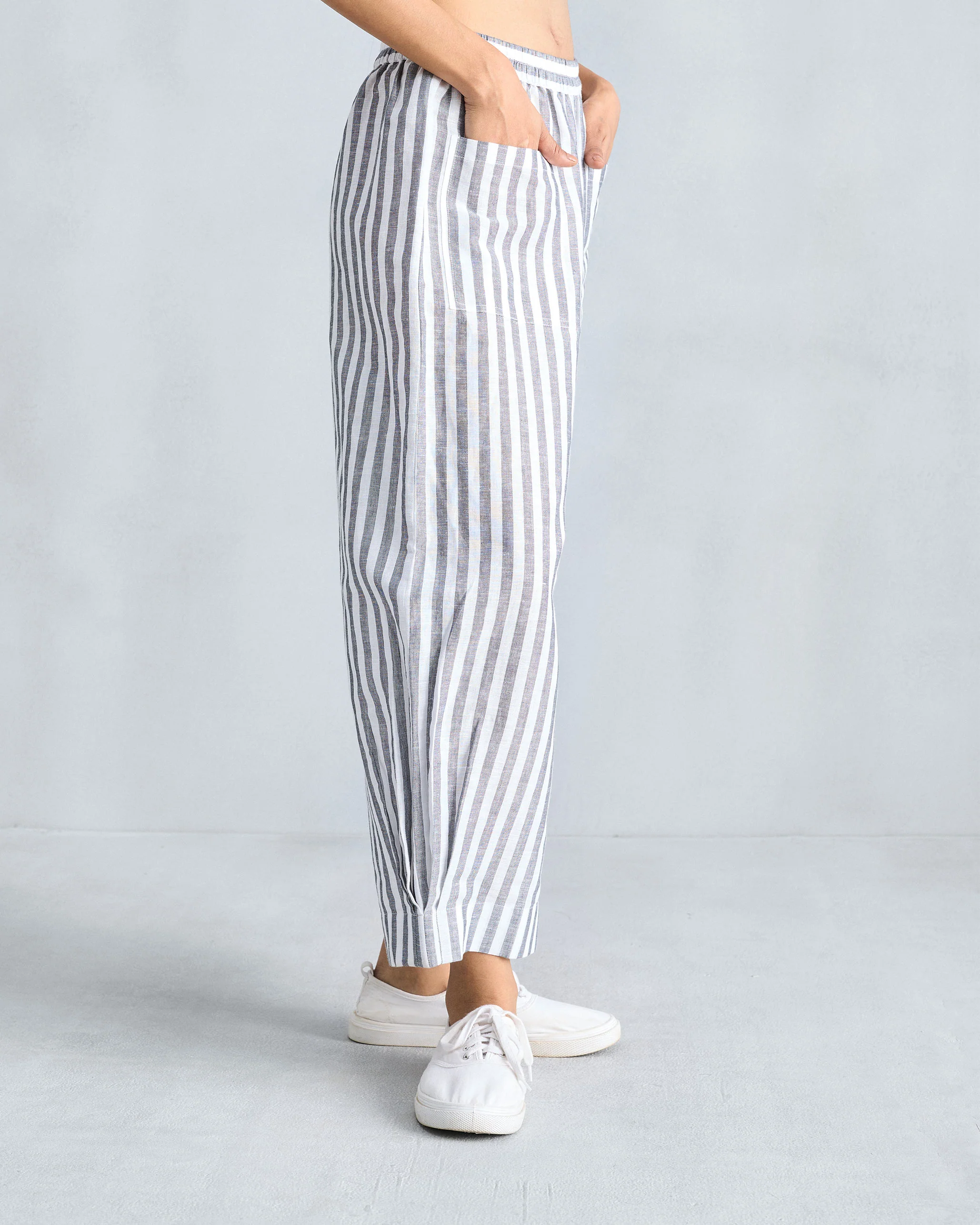Serene Pants - Charcoal & White Stripes - Image 2