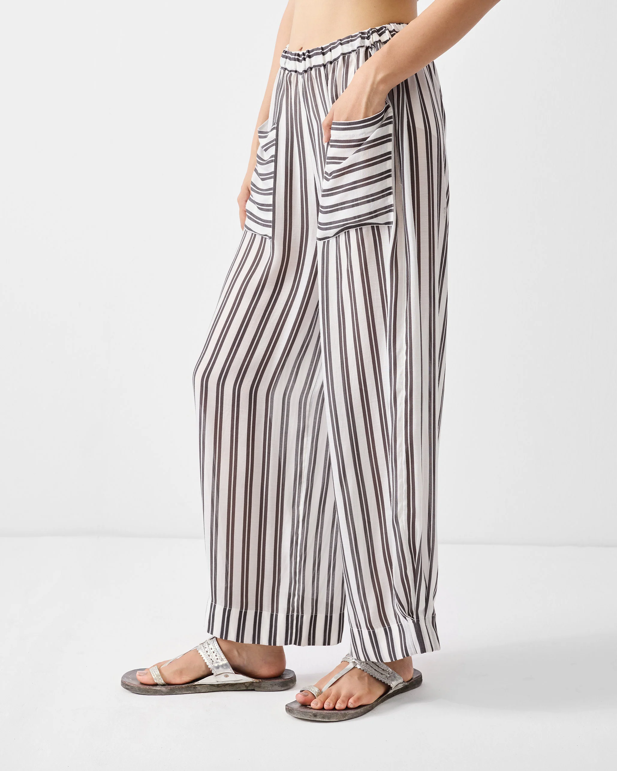 Serene Pants - Ivory & Charcoal Print - Image 3