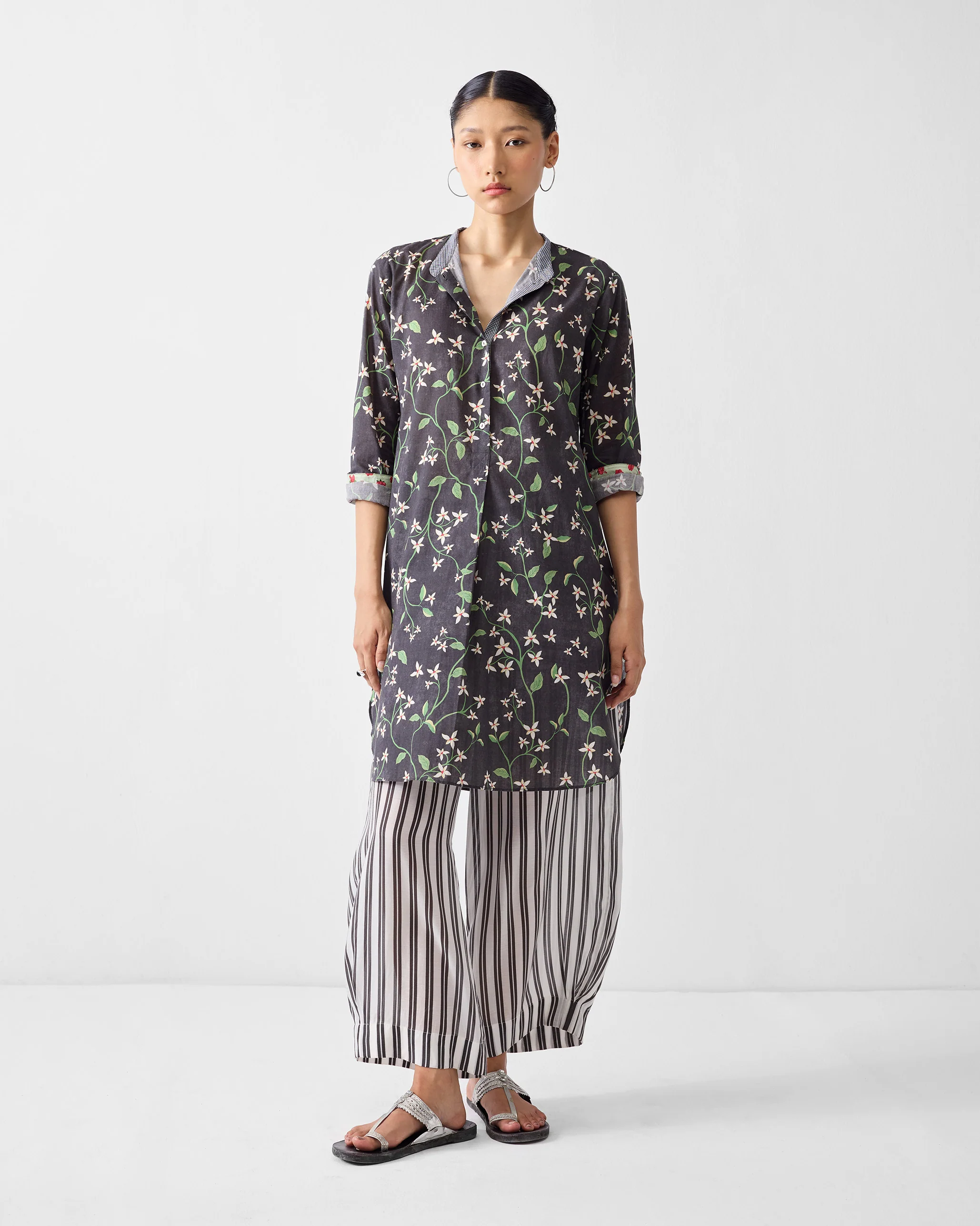 Serene Pants - Ivory & Charcoal Print - Image 5