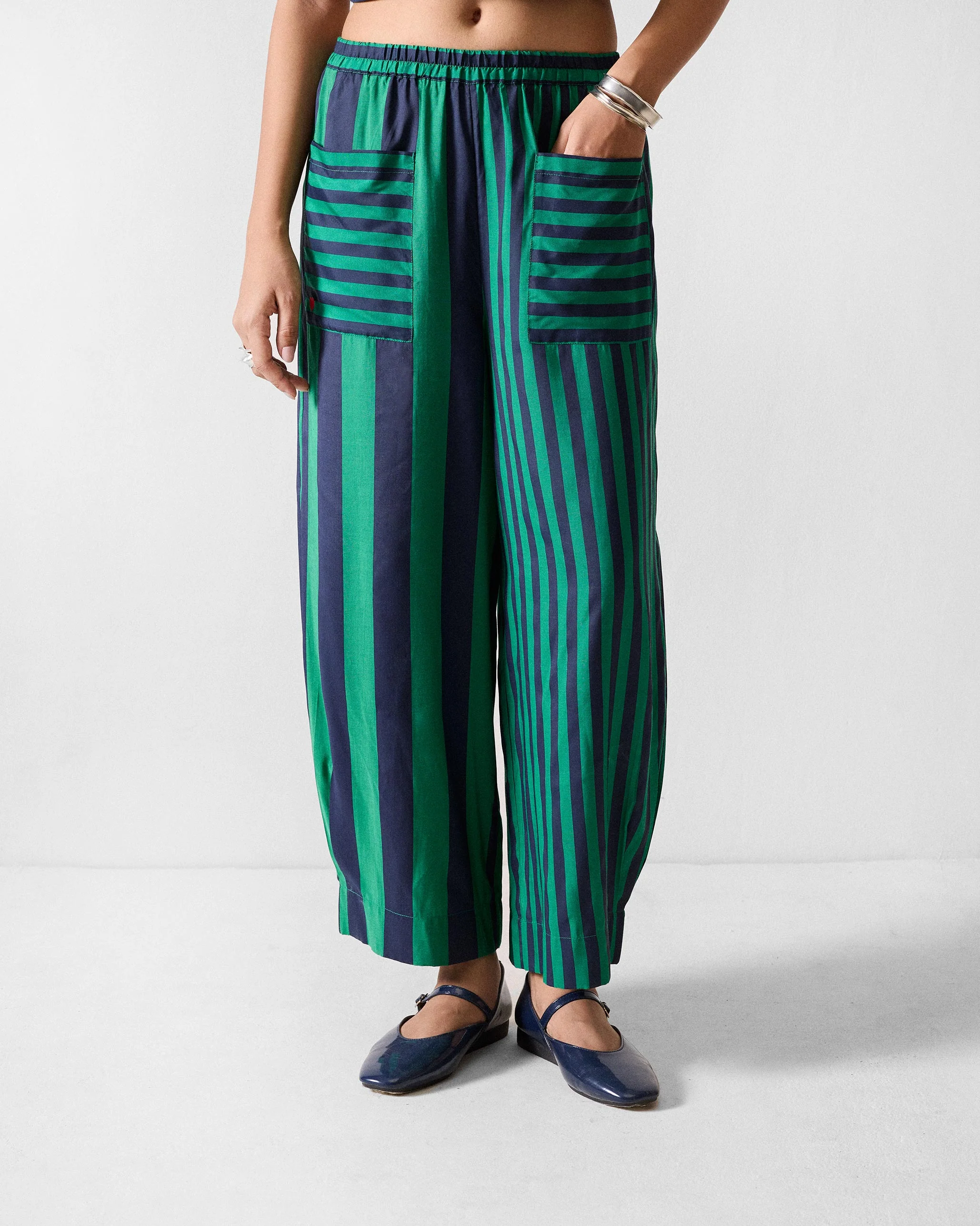 Serene Pants - Navy & Green Printed - Image 2