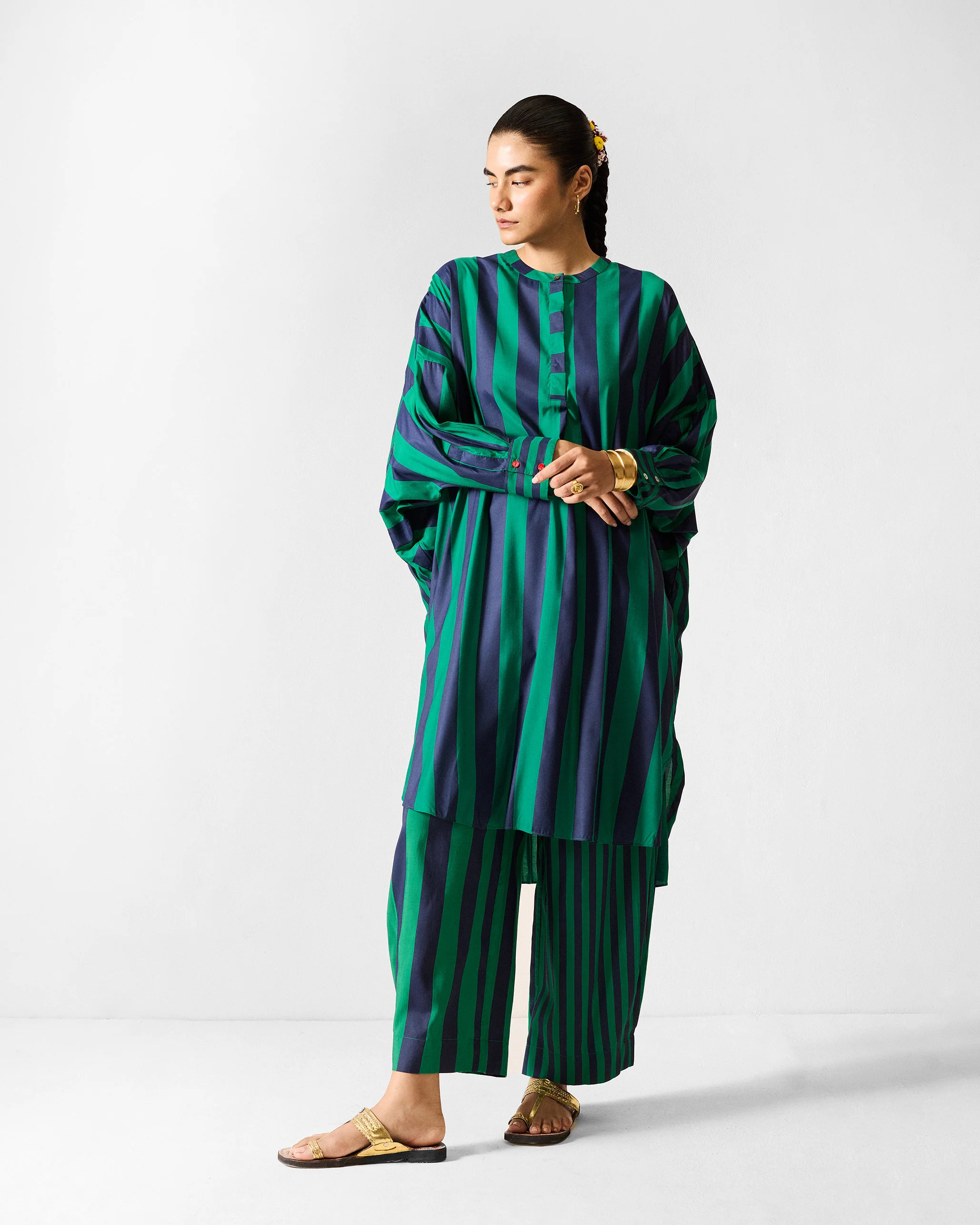 Serene Pants - Navy & Green Printed - Image 6