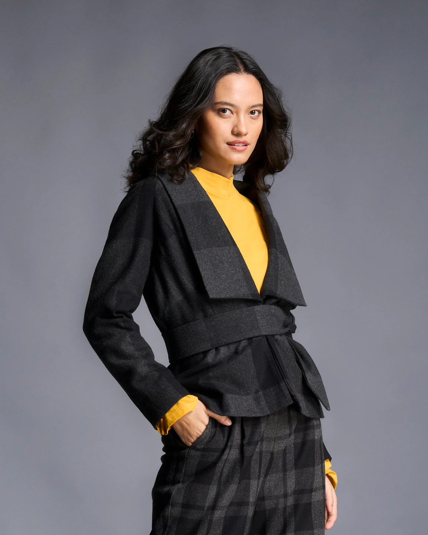 Shawl Collar Jacket - Black & Grey - Image 4