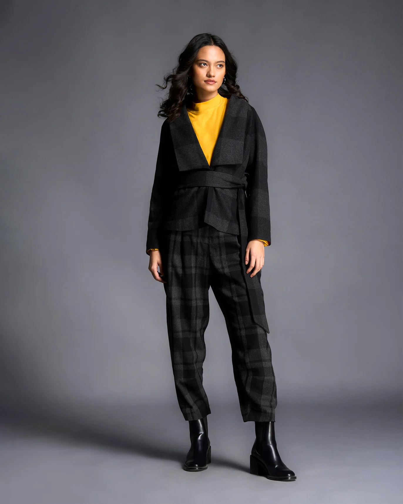 Shawl Collar Jacket - Black & Grey - Image 5