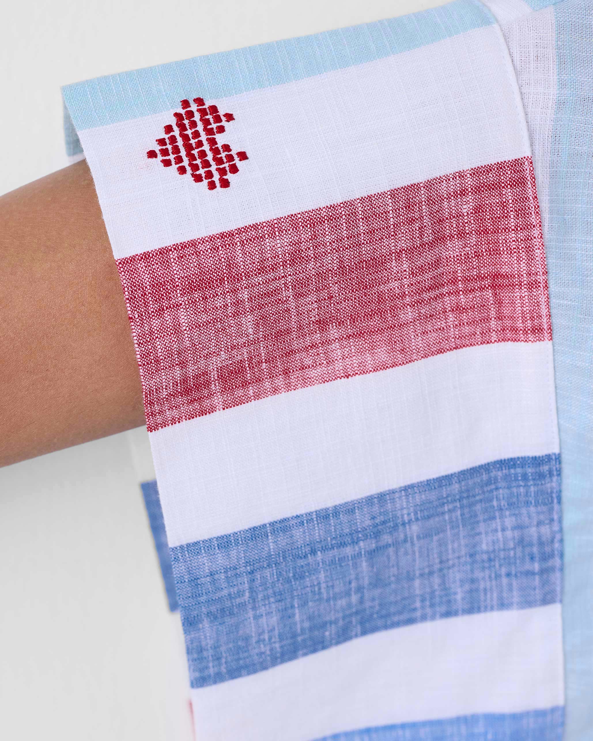 Shiro Boxy Shirt - Blue & Red Stripes - Image 2