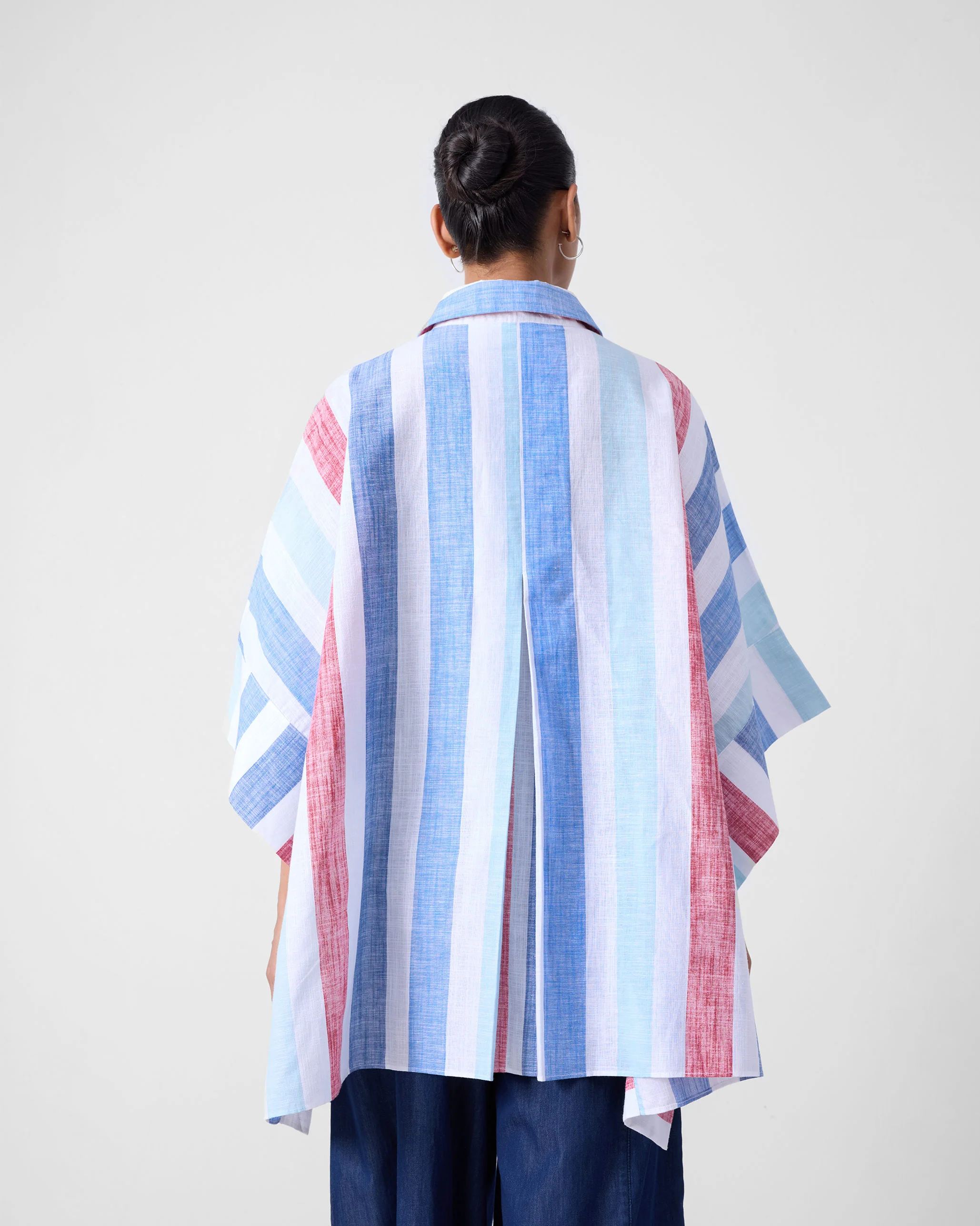 Shiro Boxy Shirt - Blue & Red Stripes - Image 3