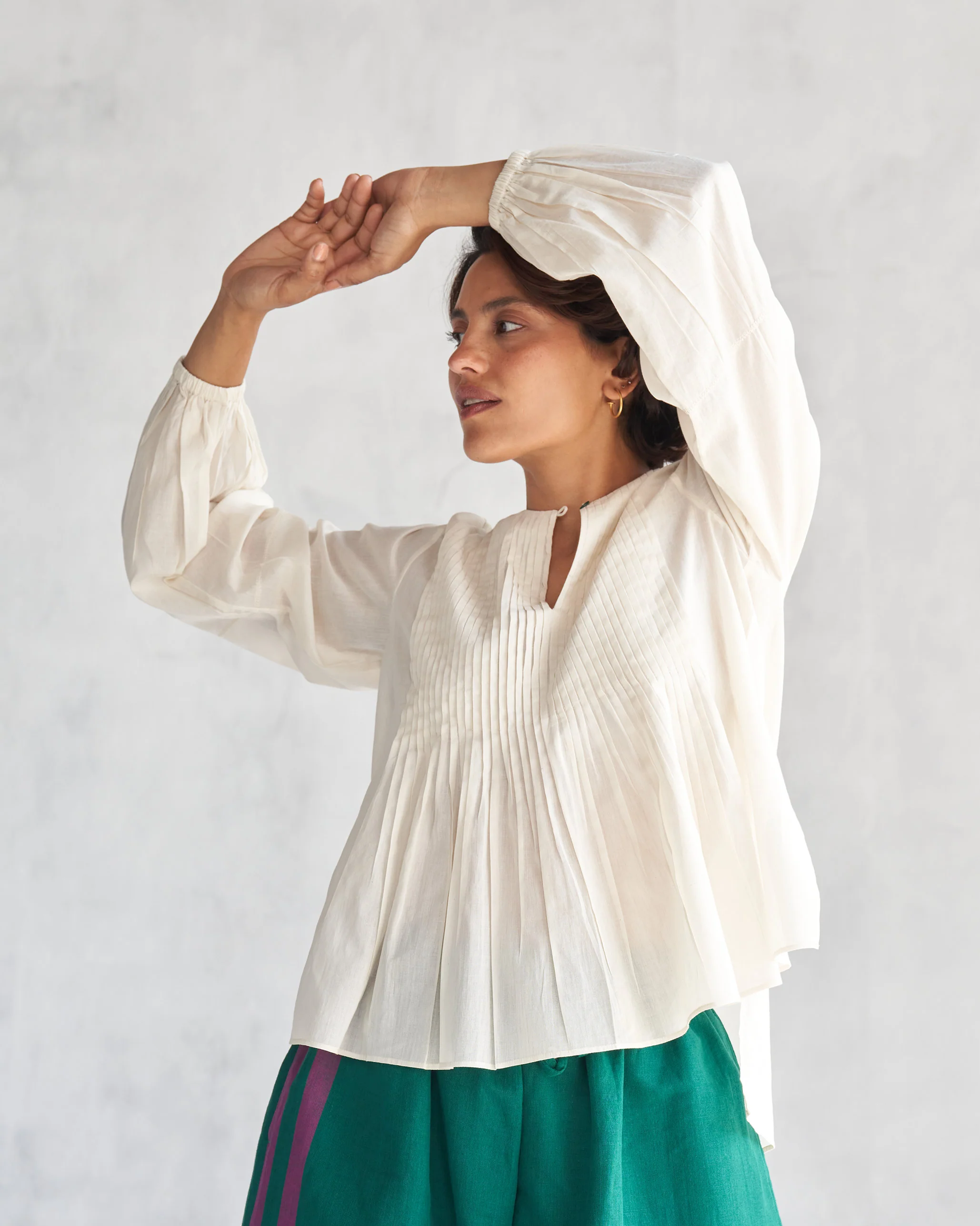 Shiro Pleated Top - Ivory - Image 4