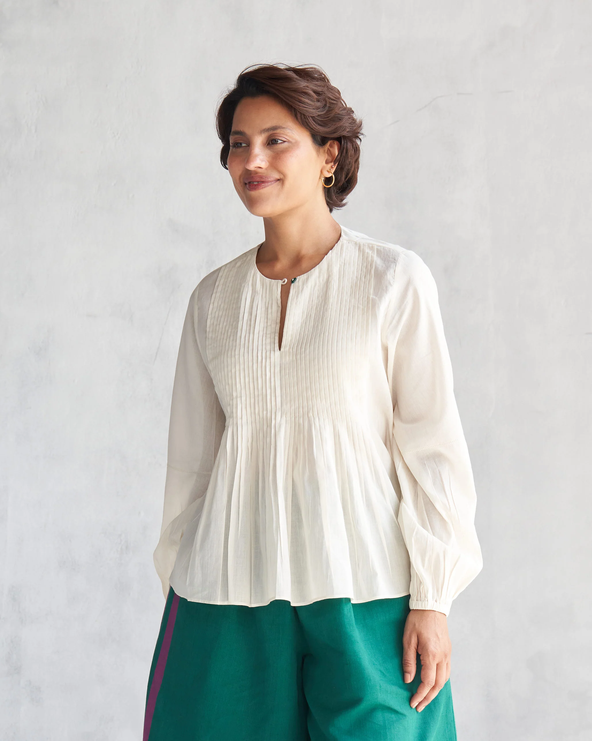 Shiro Pleated Top - Ivory - Image 6