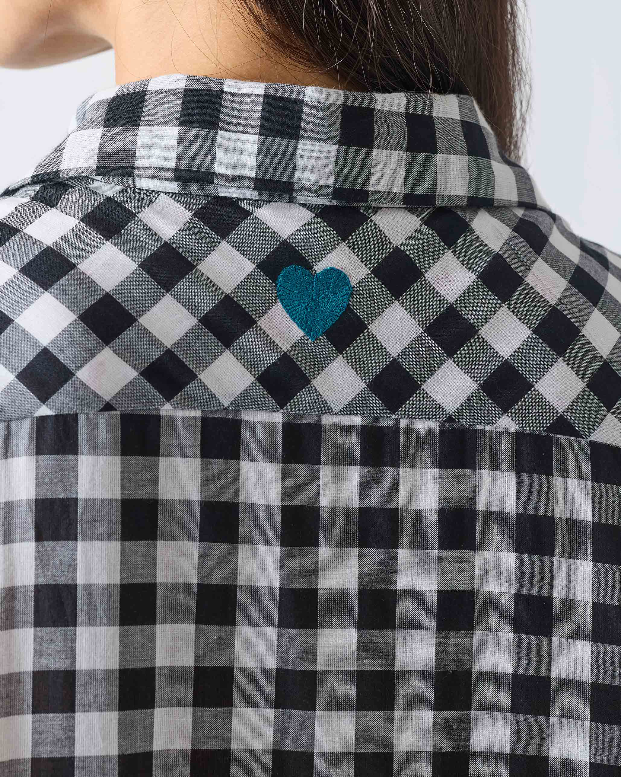 Shirt Collar Kurta - Black & White Checks - Image 6