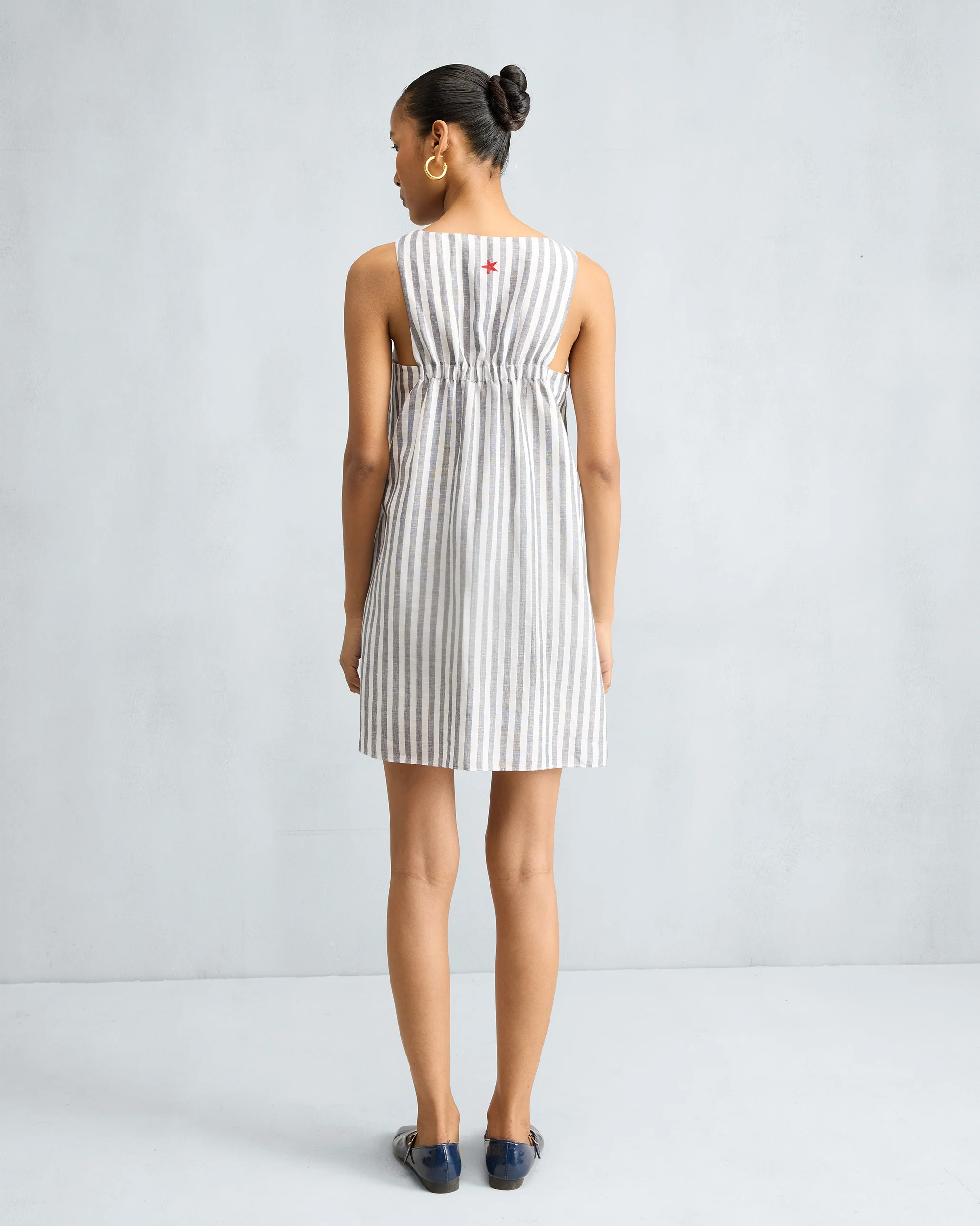 Short Racerback Dress - Charcoal & White Stripes - Image 3