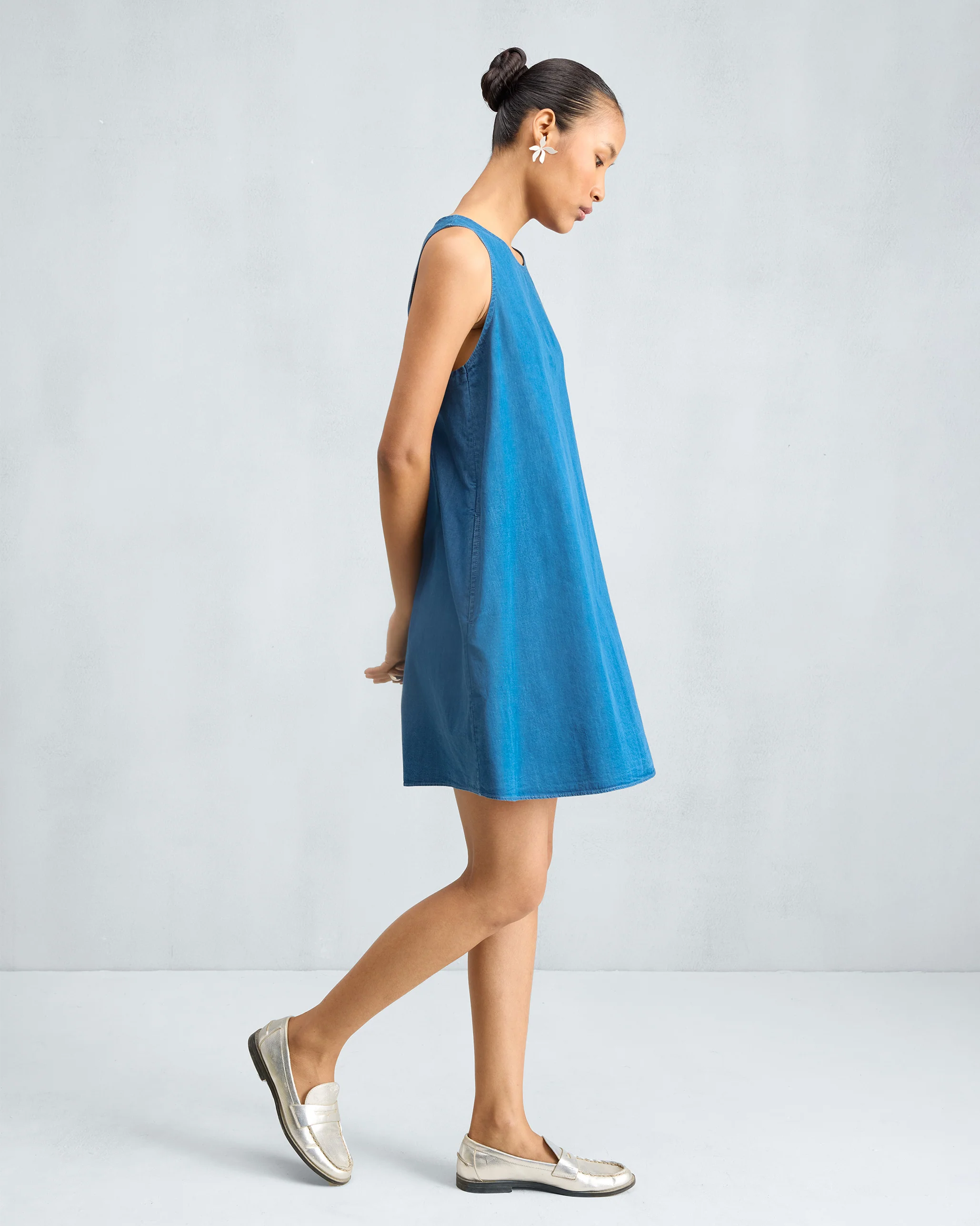 Short Racerback Dress - Denim - Image 2