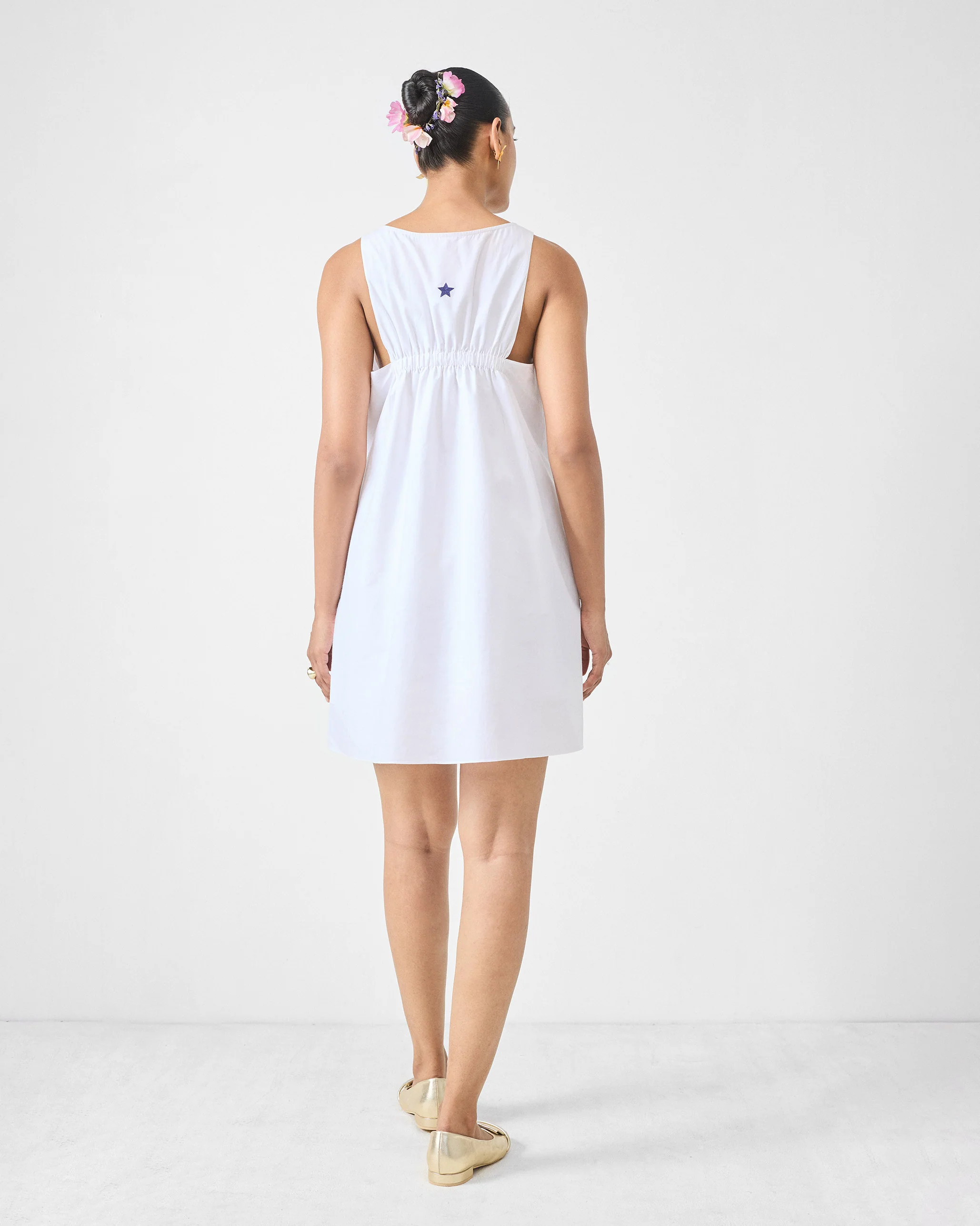 Short Racerback Dress - White & Fuchsia - Image 2