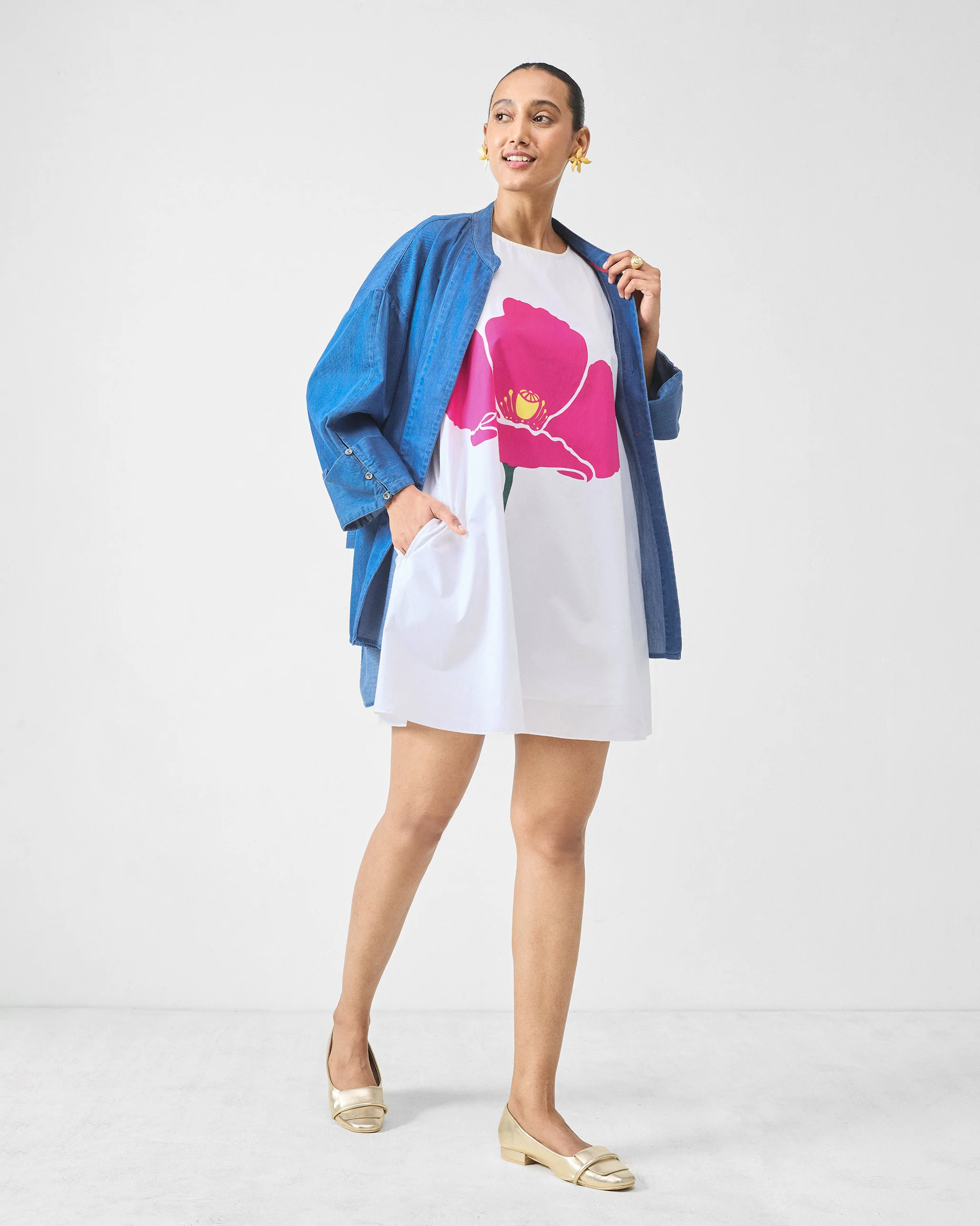 Short Racerback Dress - White & Fuchsia - Image 6