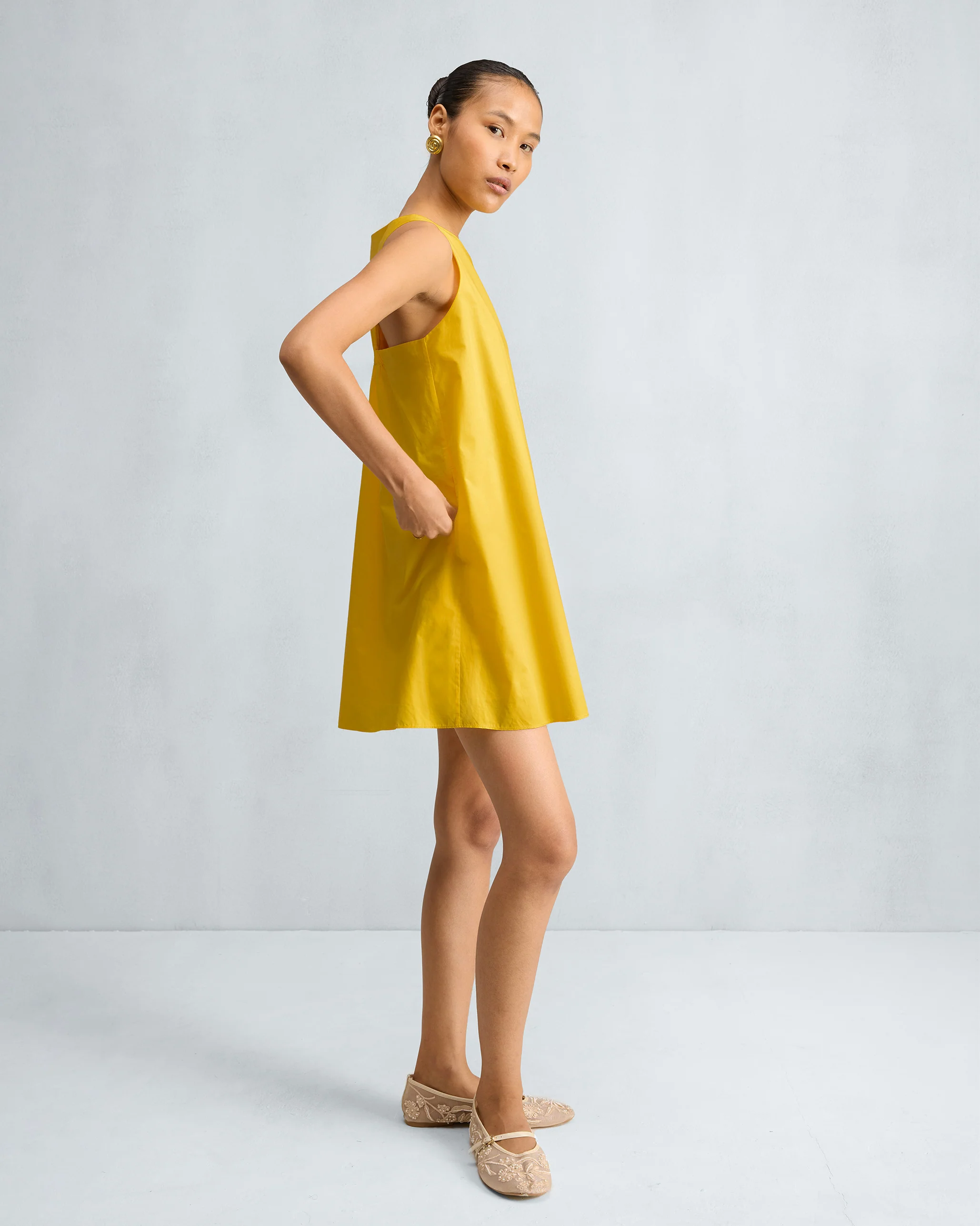 Short Racerback Dress - Yellow - Image 2