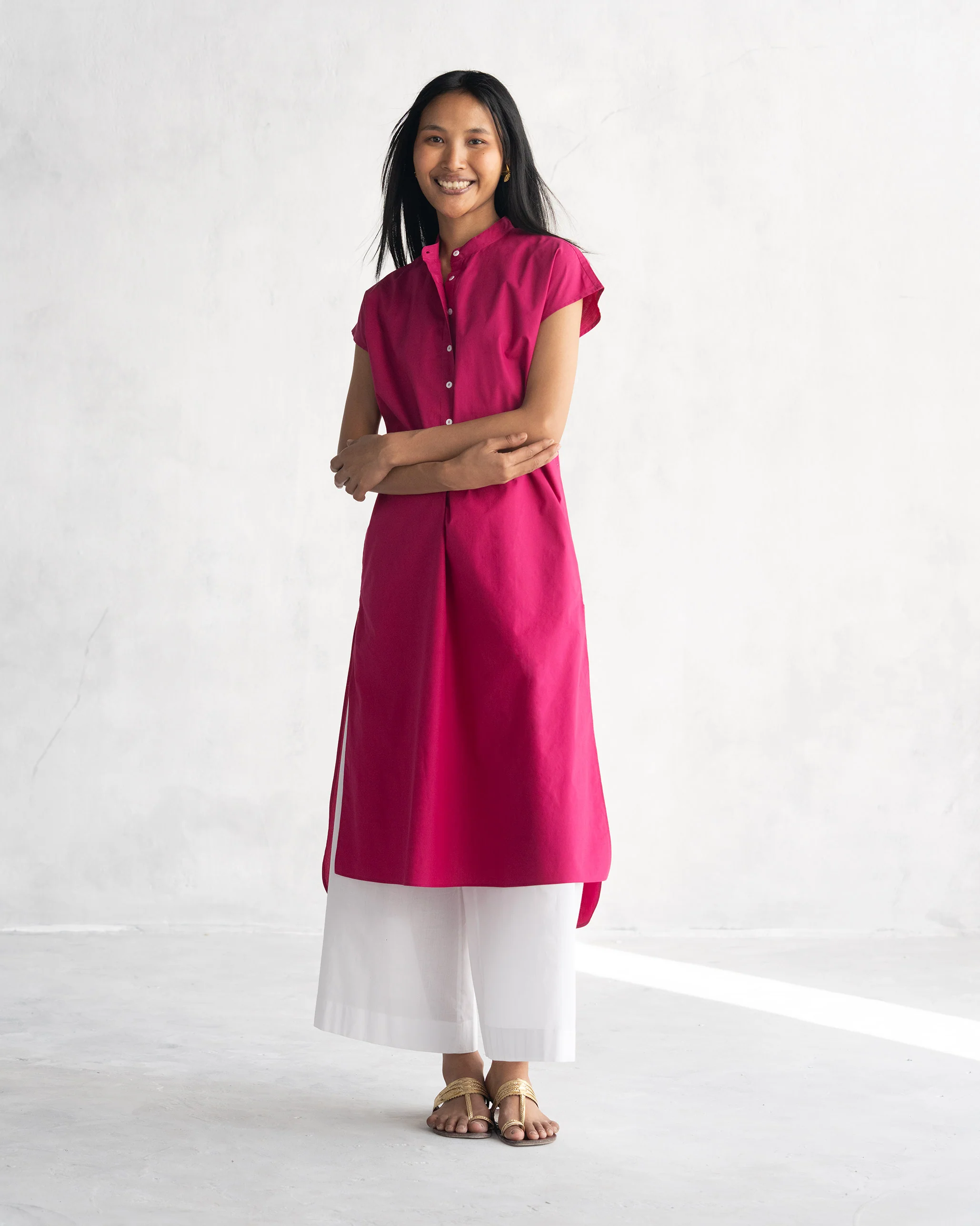 Short Sleeve Kurta - Berry - Image 4