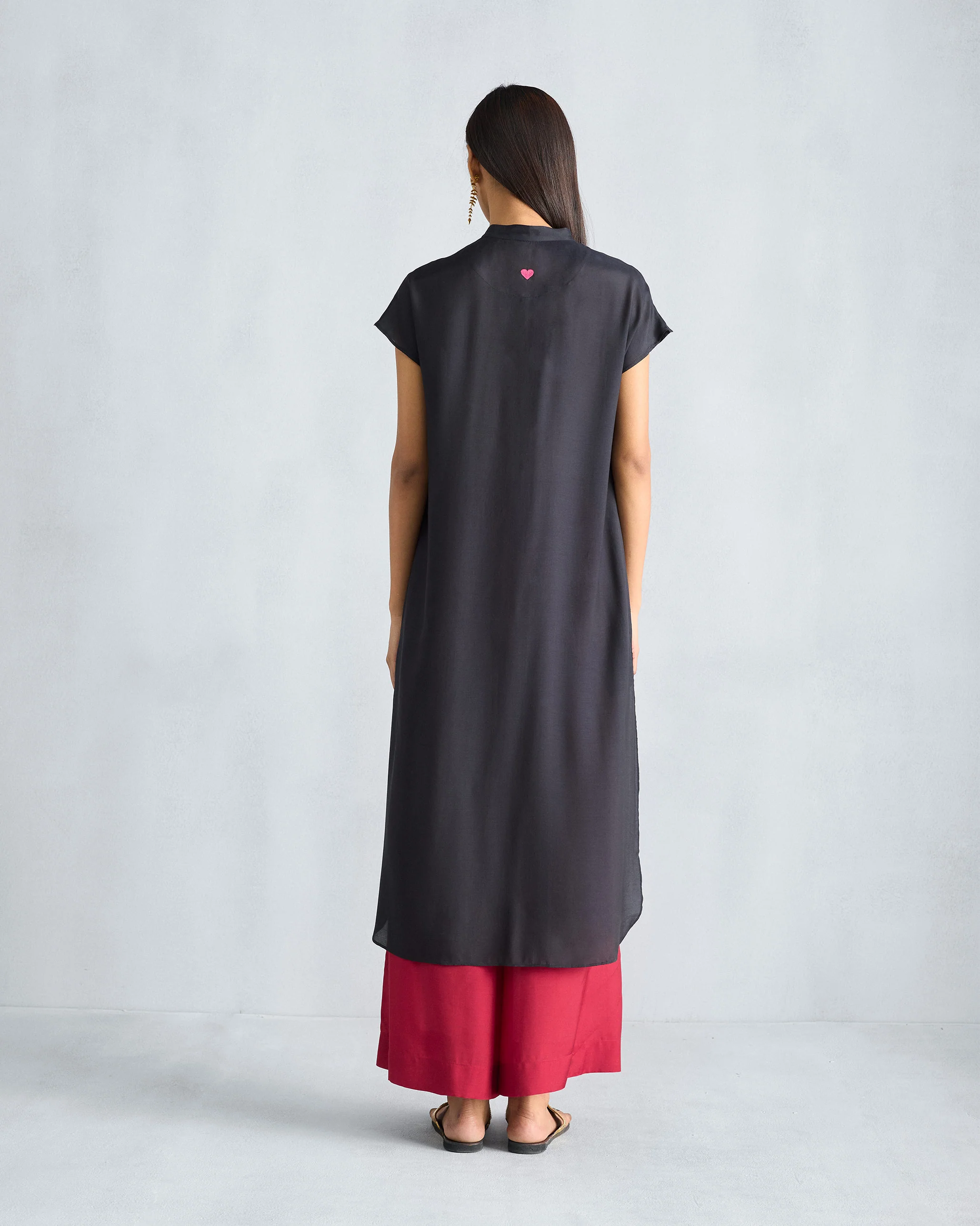 Short Sleeve Kurta - Black - Image 5
