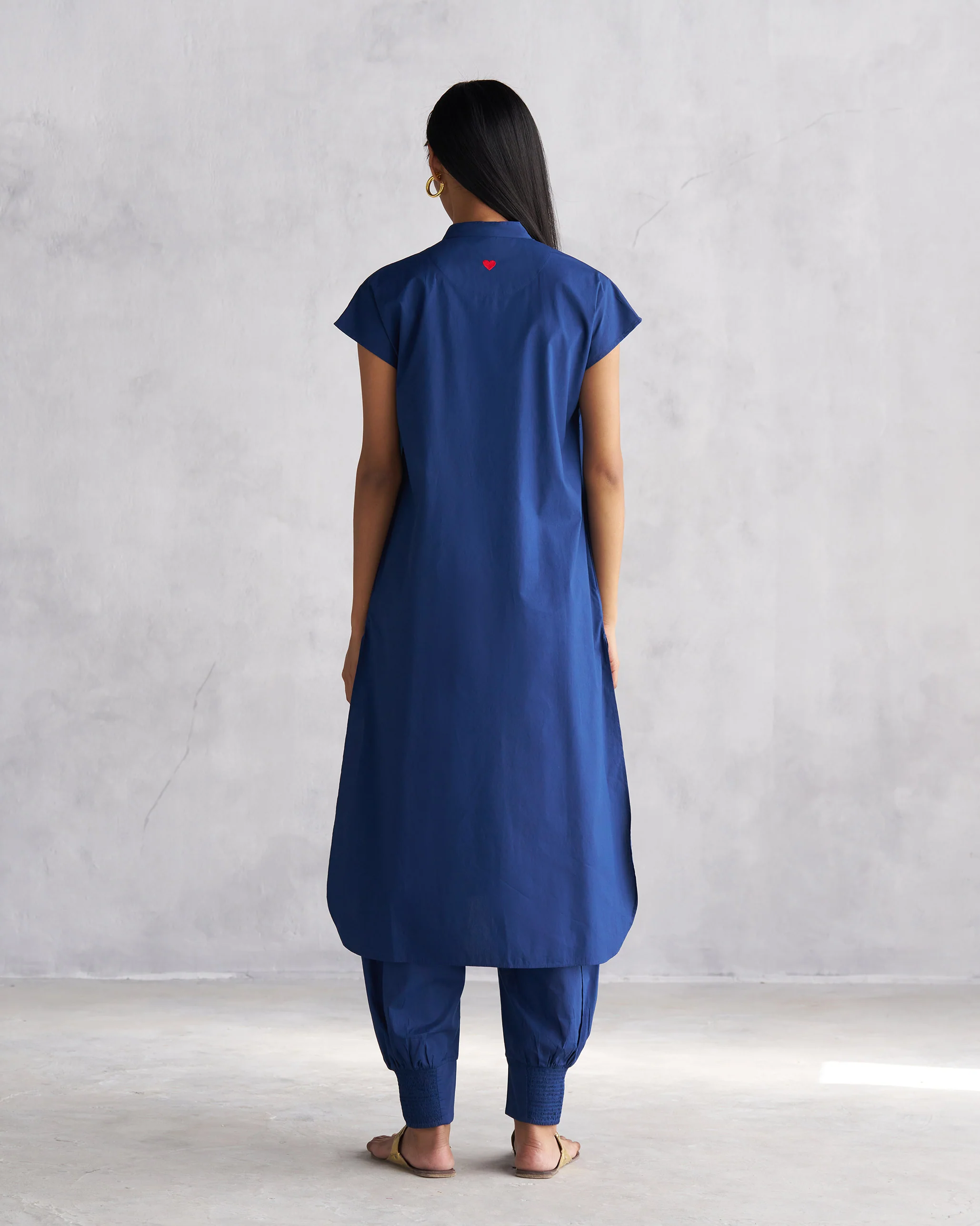 Short Sleeve Kurta - Indigo - Image 4