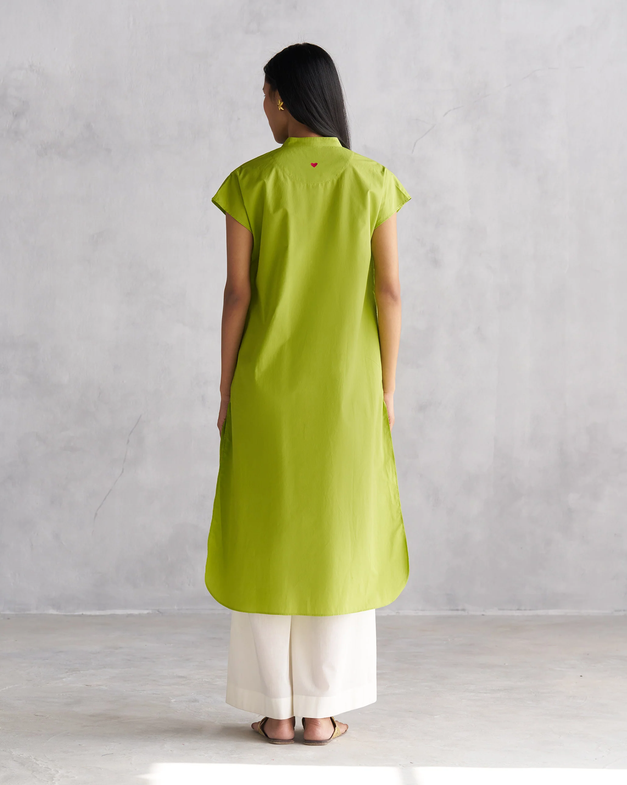 Short Sleeve Kurta - Lime - Image 4