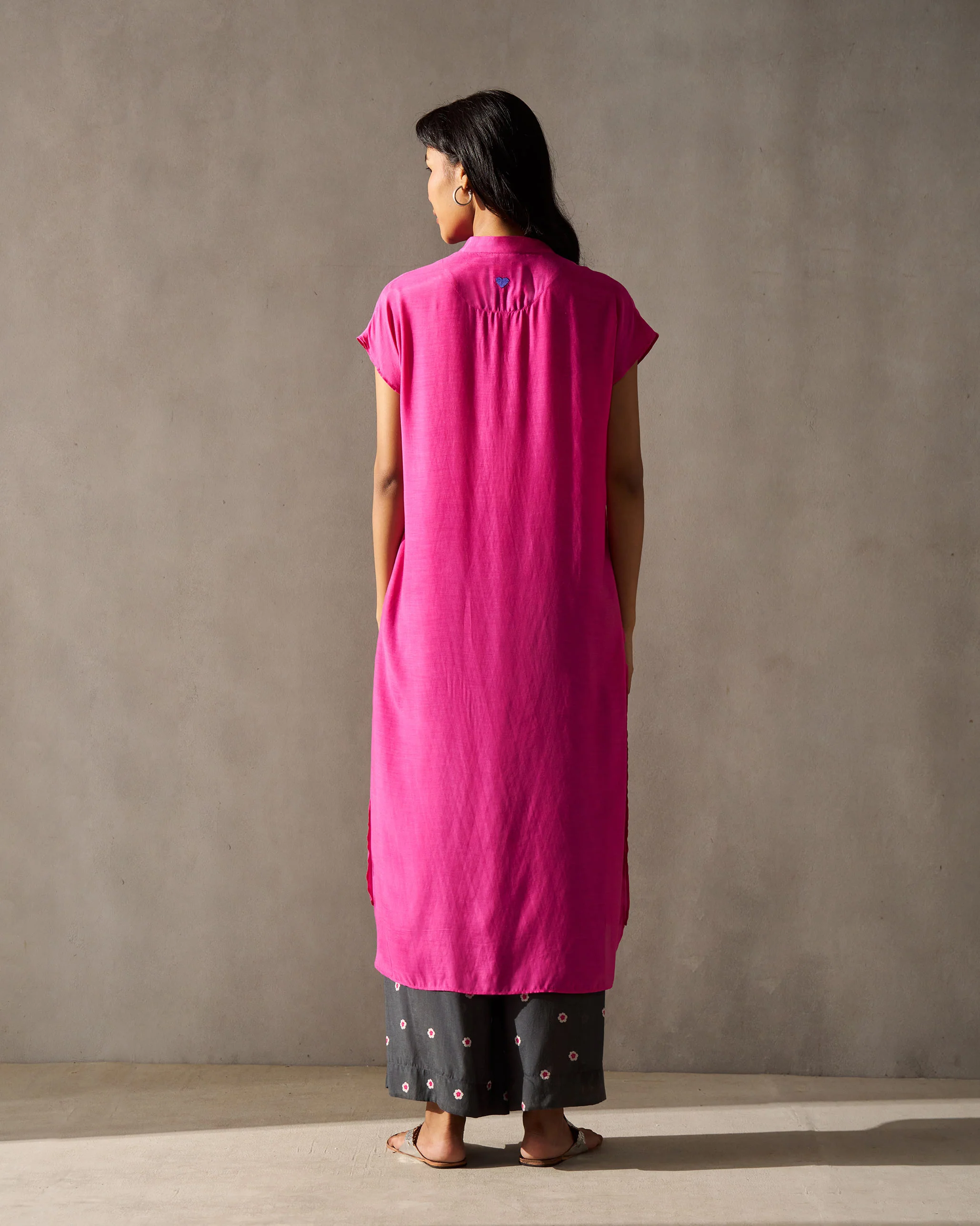 Short Sleeve Kurta - Magenta - Image 4
