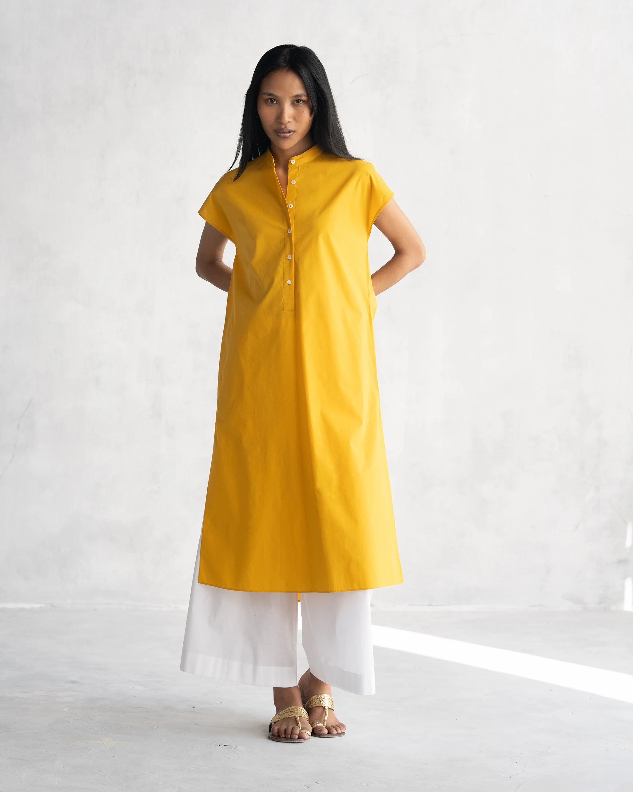 Short Sleeve Kurta - Ochre - Image 3