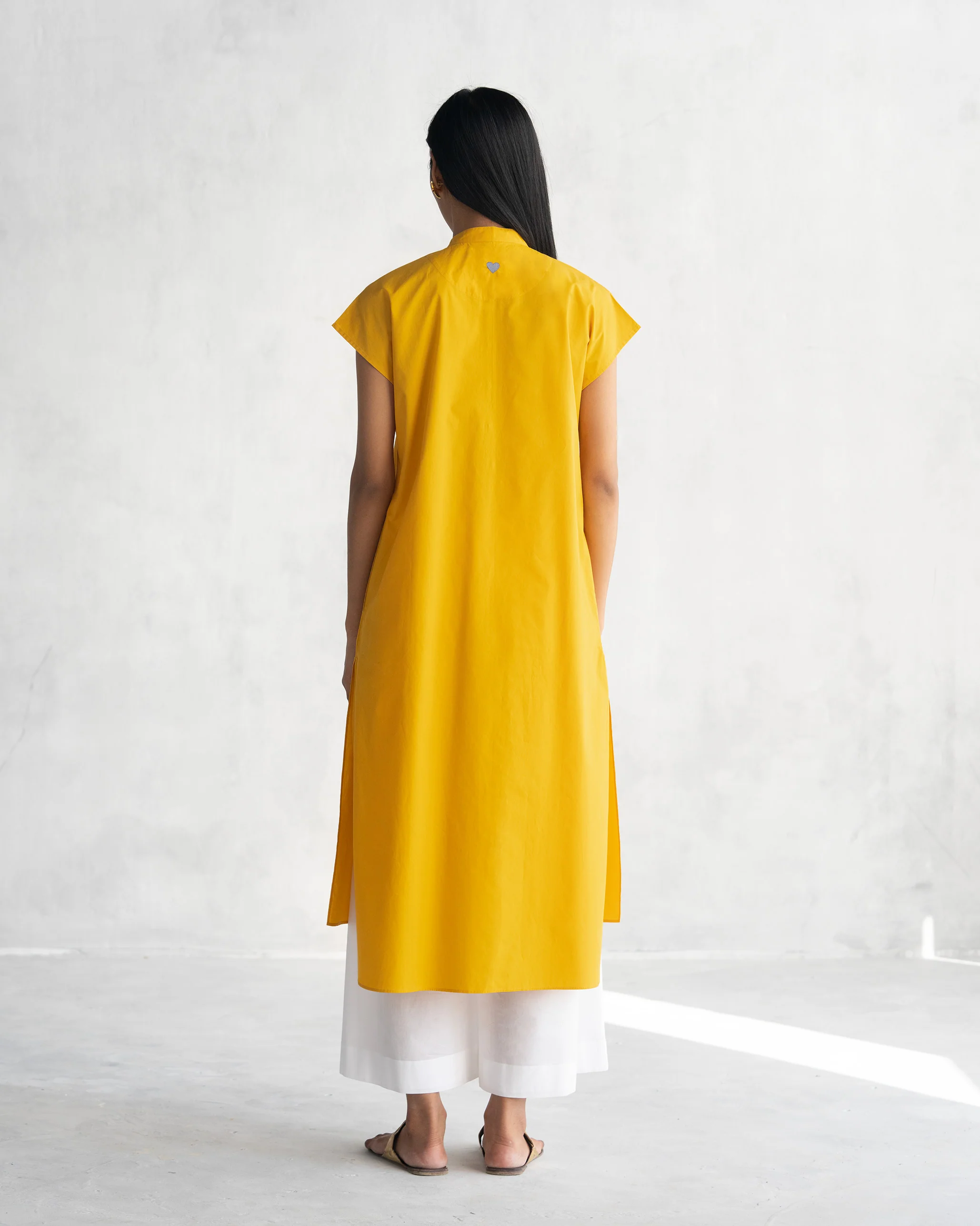Short Sleeve Kurta - Ochre - Image 4