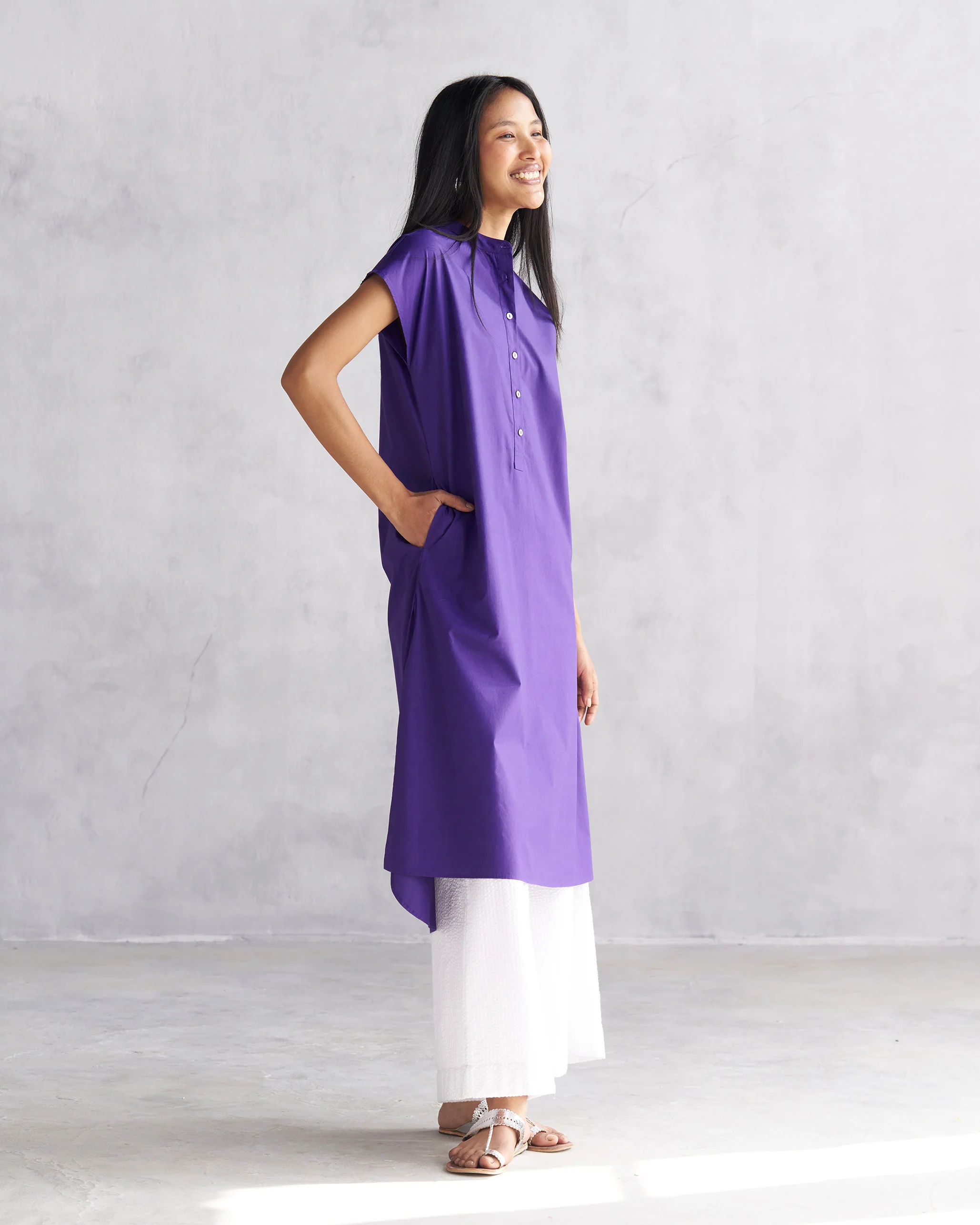 Short Sleeve Kurta - Purple - Image 3