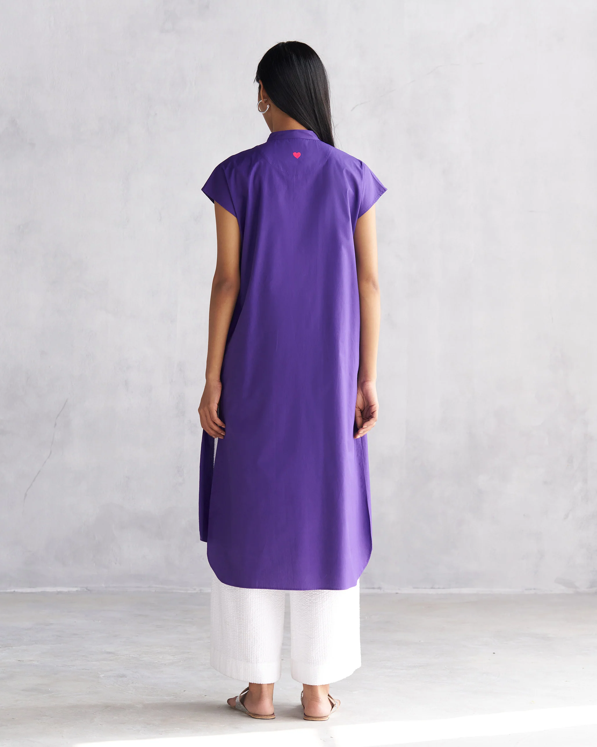 Short Sleeve Kurta - Purple - Image 4