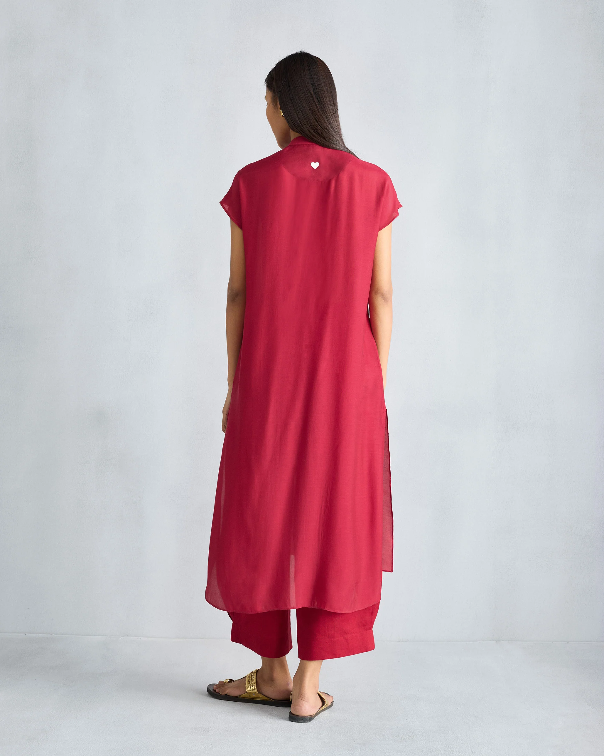 Short Sleeve Kurta - Red - Image 4