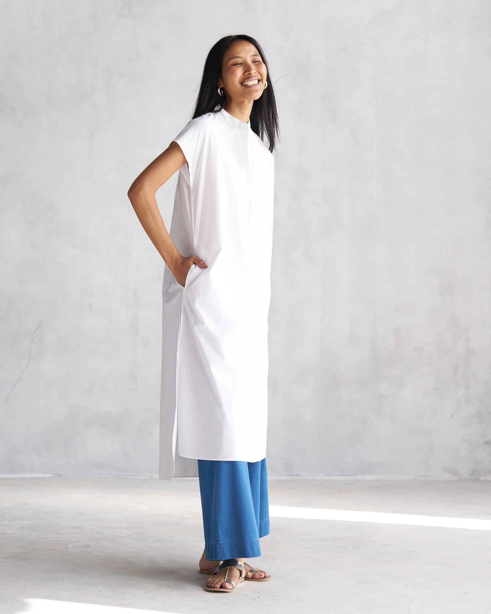 Short Sleeve Kurta - White - Image 3