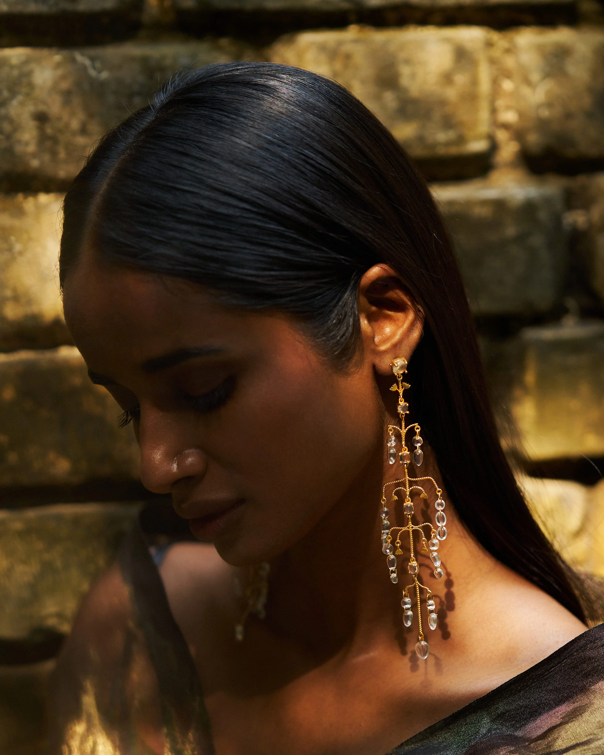 Sia Earrings - Gold & Glass - Image 4
