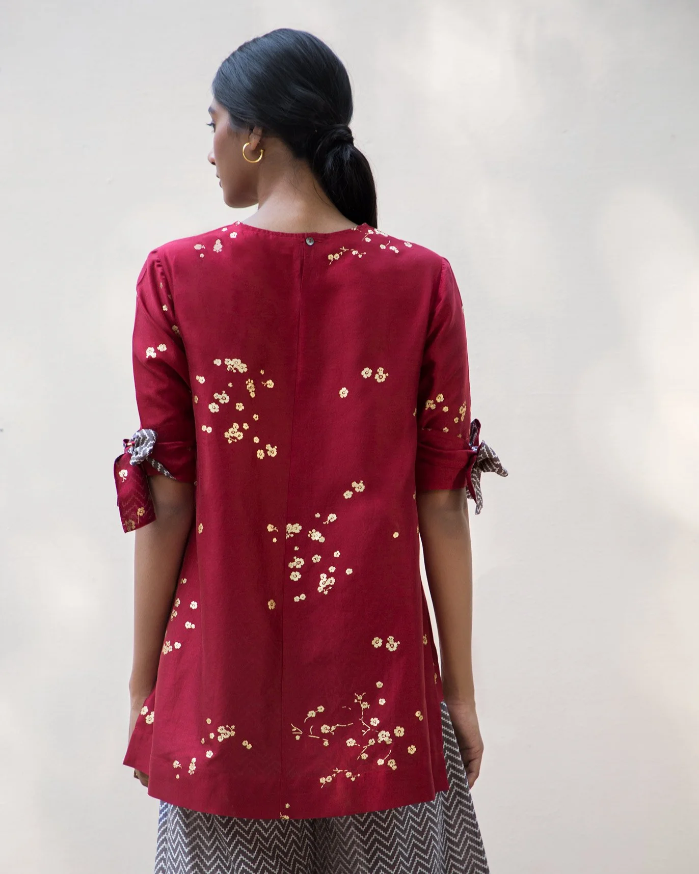 Side High Slit Top - Red - Image 2