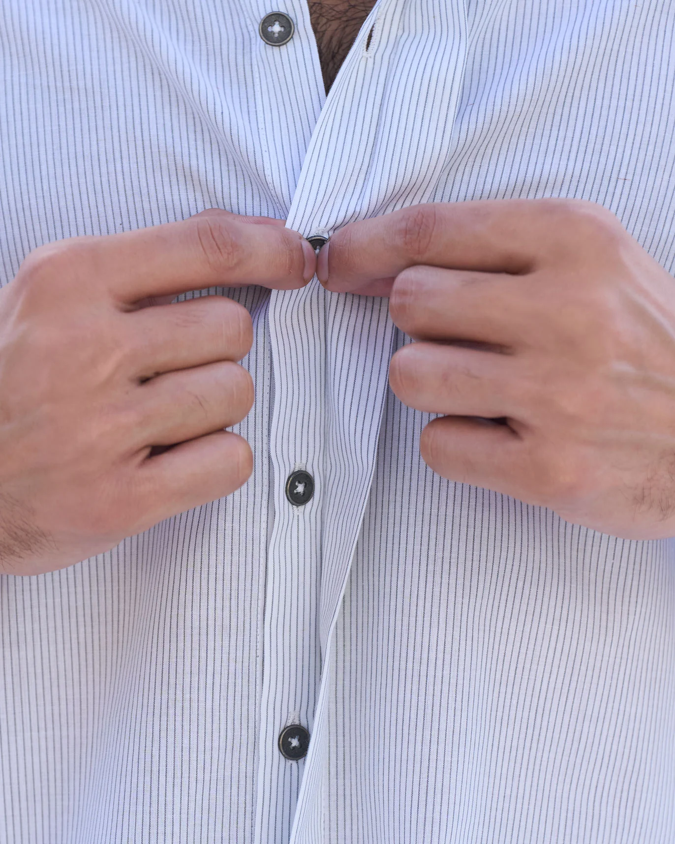 Side Panel Shirt - Ivory & Charcoal - Image 3