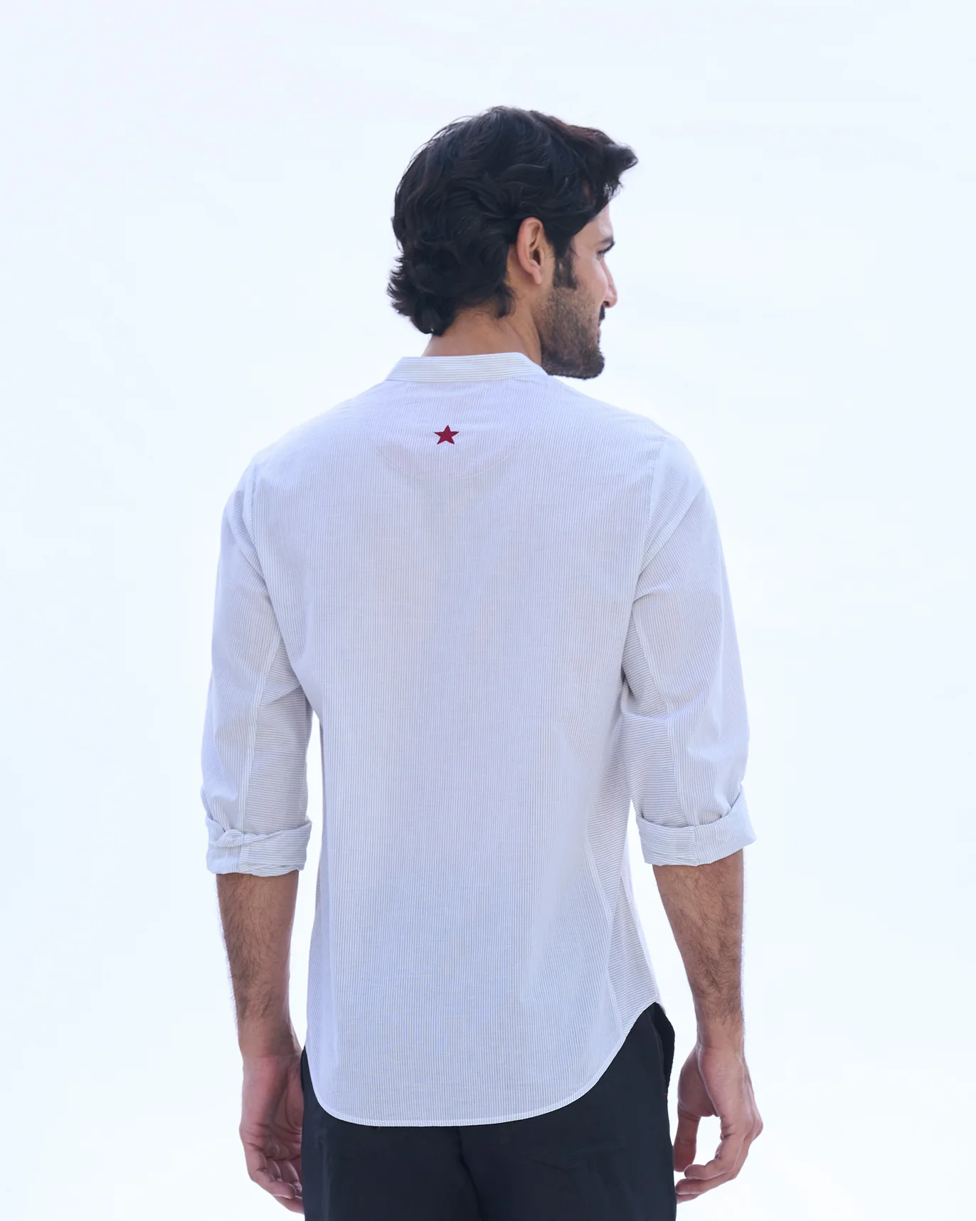 Side Panel Shirt - Ivory & Charcoal - Image 4