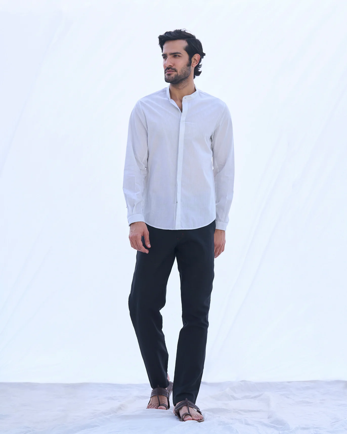 Side Panel Shirt - Ivory & Charcoal - Image 5