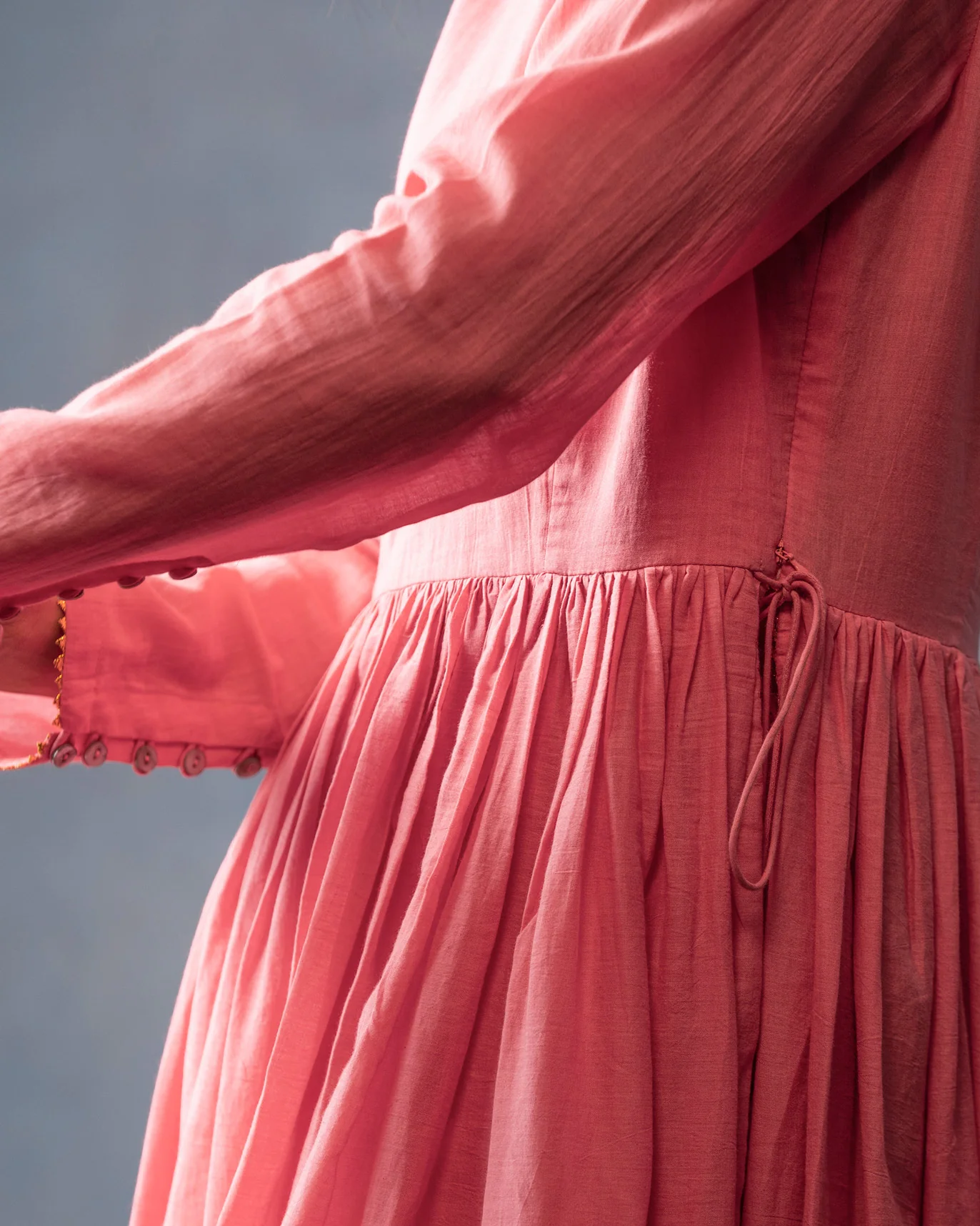 Side Slit Kurta & Basic Pyjamas - Deep Pink - Image 2