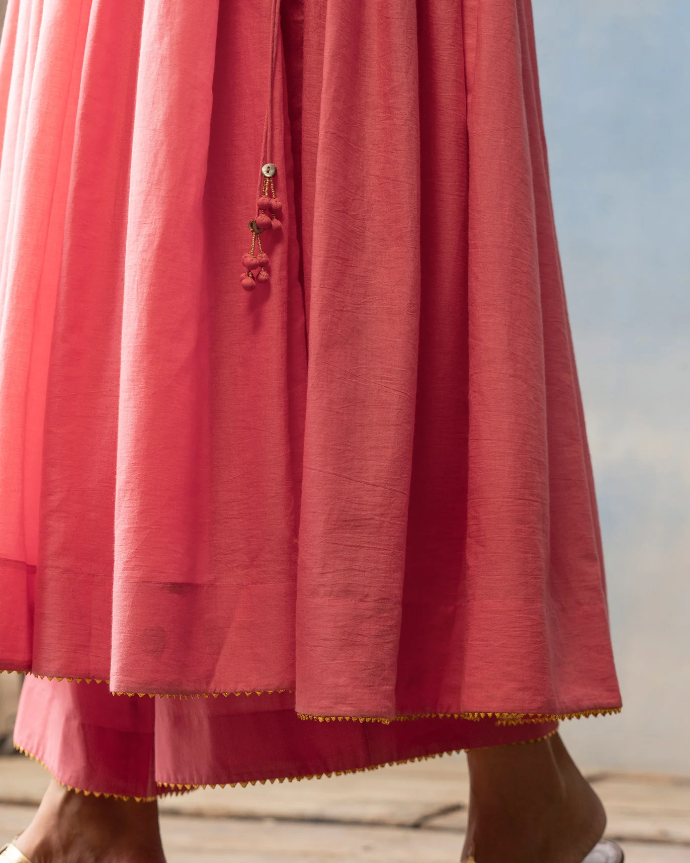 Side Slit Kurta & Basic Pyjamas - Deep Pink - Image 6