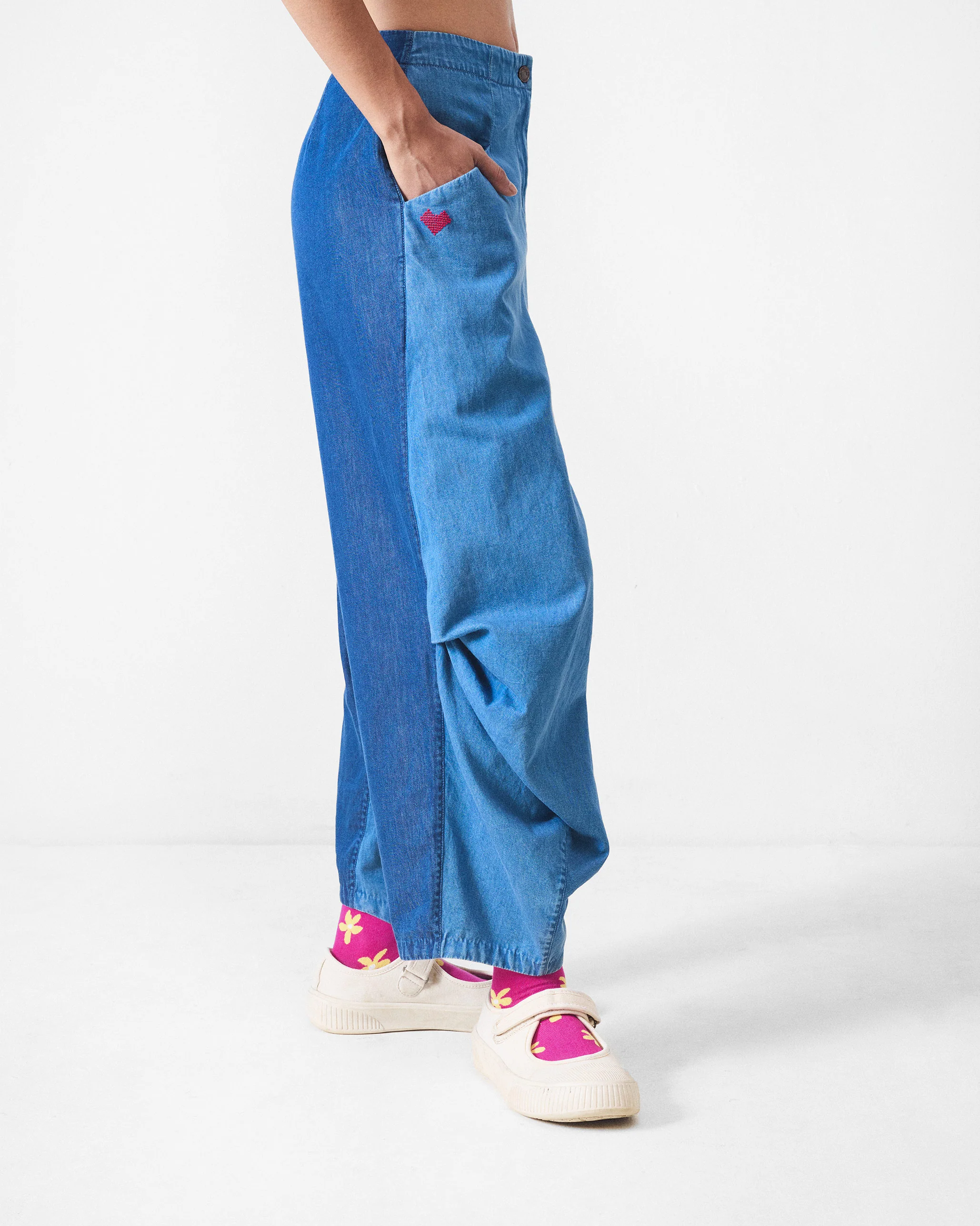 Side Tuck Pants - Denim - Image 3