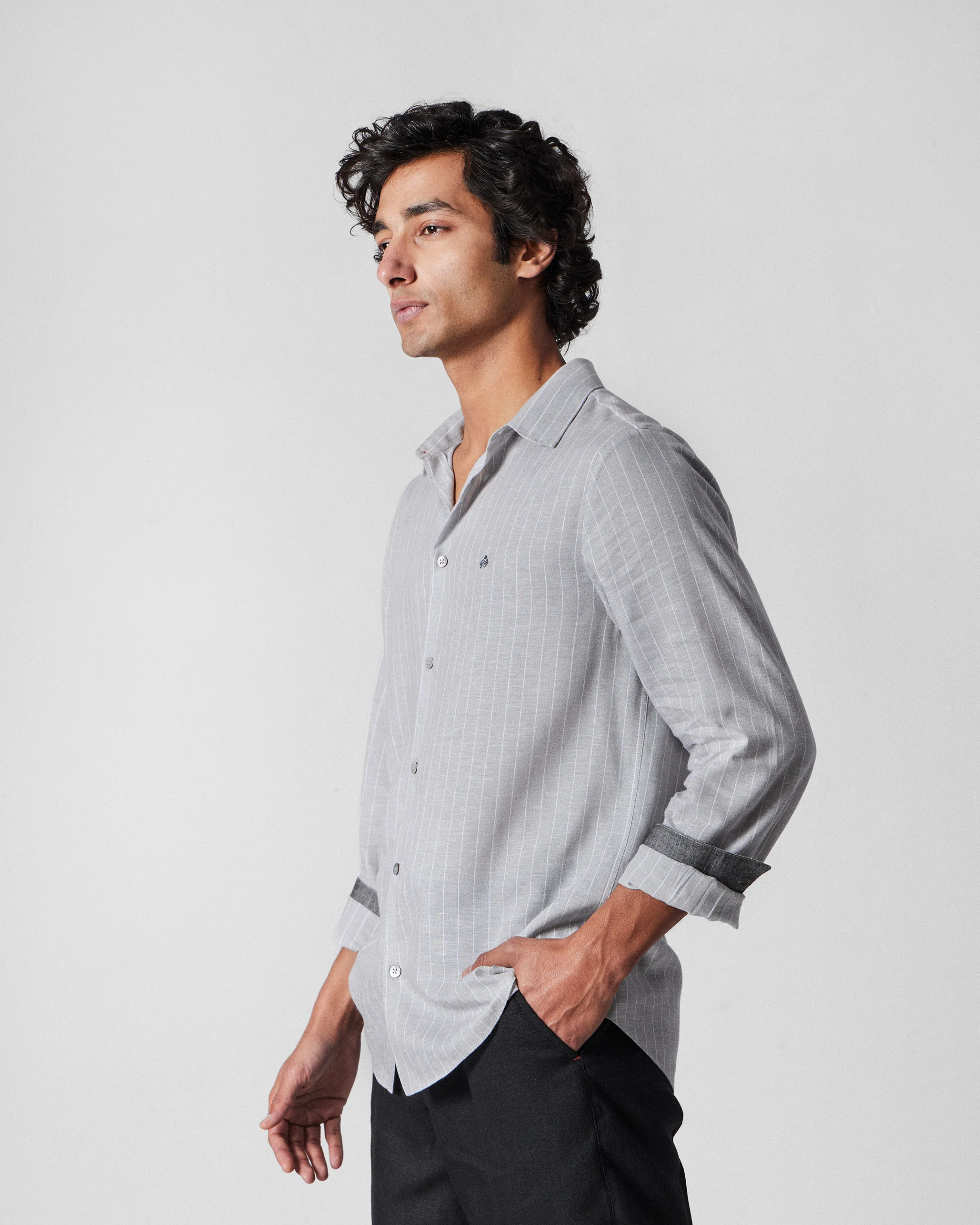 Silas Shirt - Charcoal Stripes - Image 2