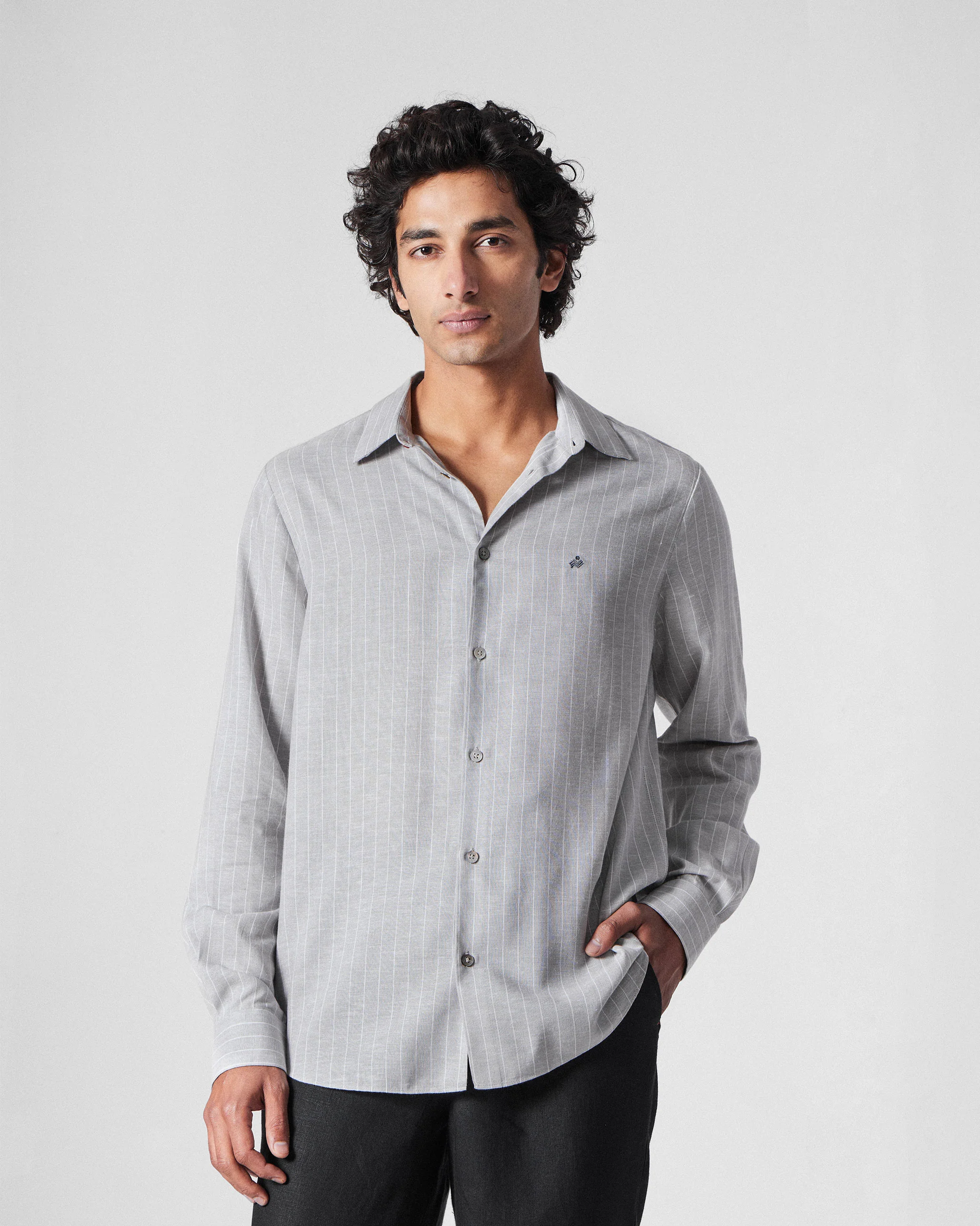 Silas Shirt - Charcoal Stripes - Image 6