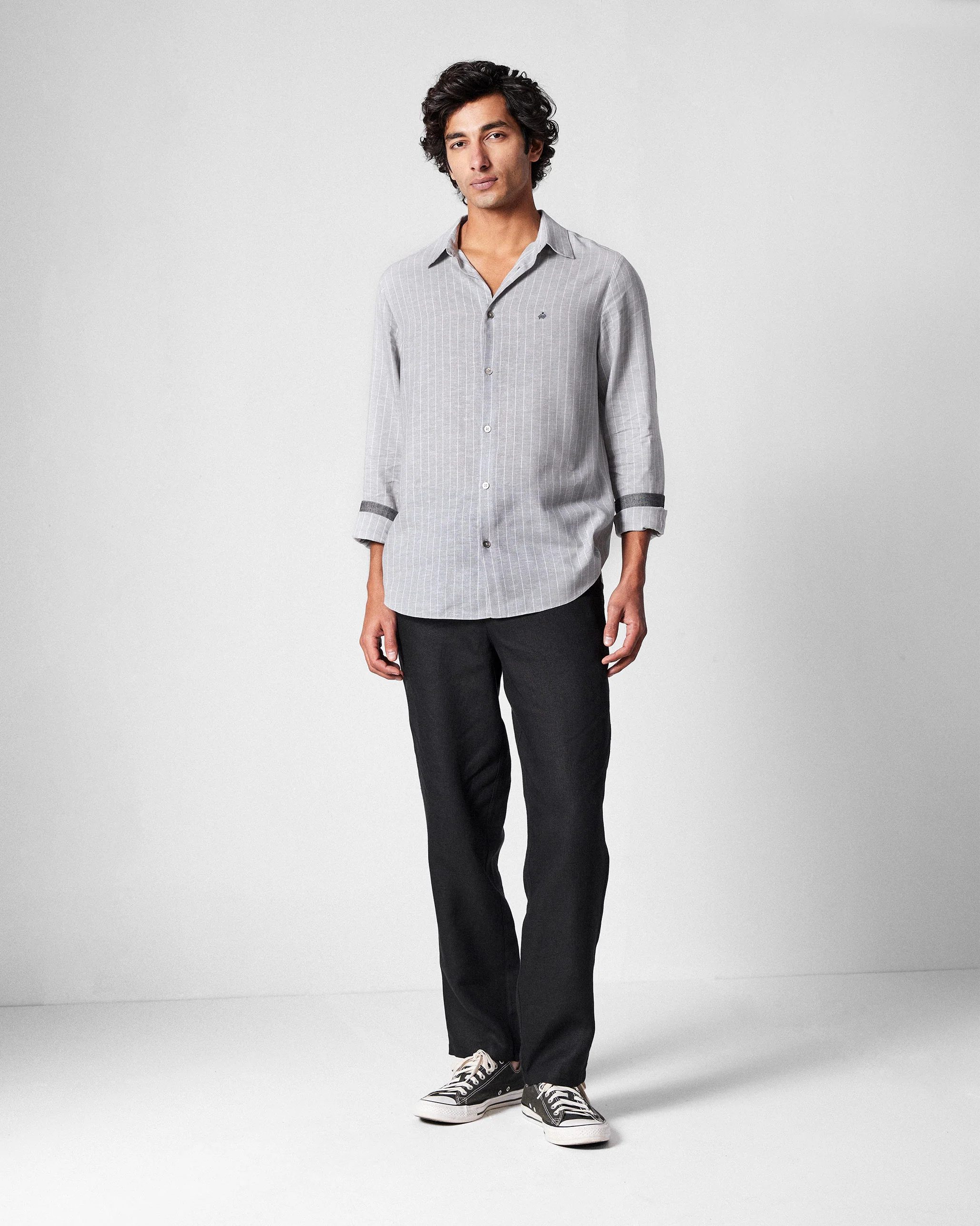Silas Shirt - Charcoal Stripes - Image 7